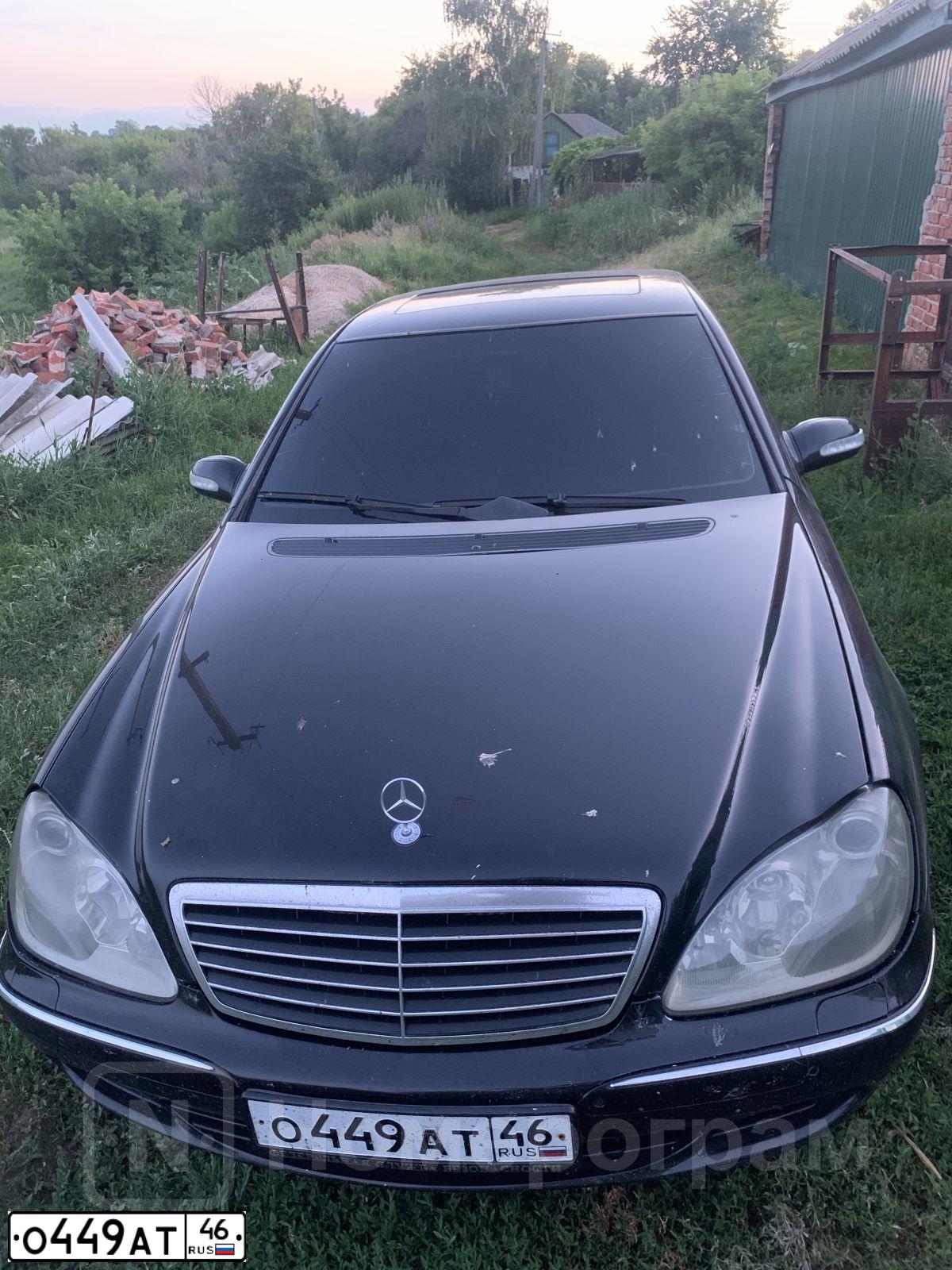 Фото автомобиля MERCEDES S-KLASSE, 2003 — госномер О449АТ46. Цвет: ЧЕРНЫЙ