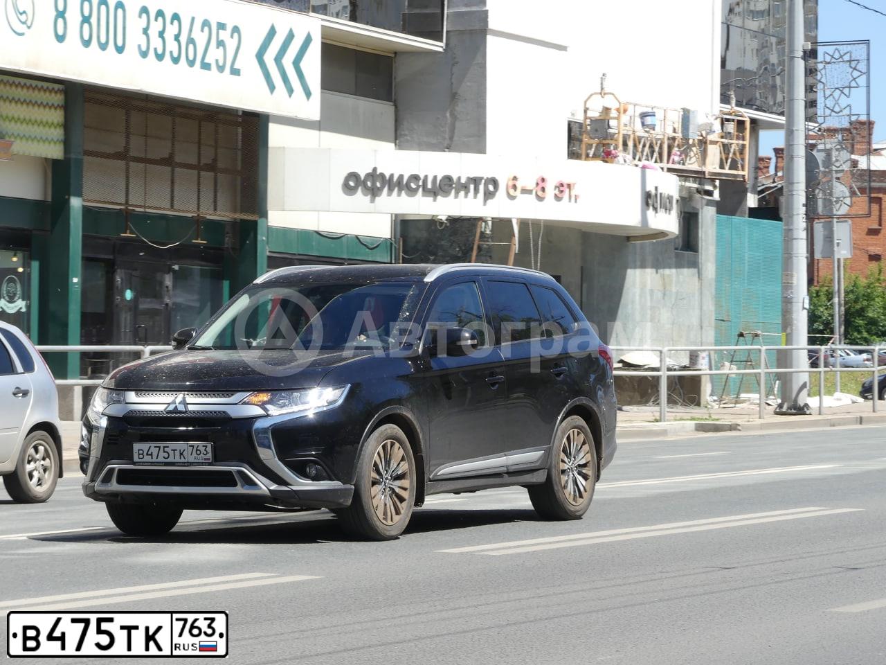Фото автомобиля MITSUBISHI OUTLANDER, 2020 — госномер В475ТК763. Цвет: ЧЕРНЫЙ