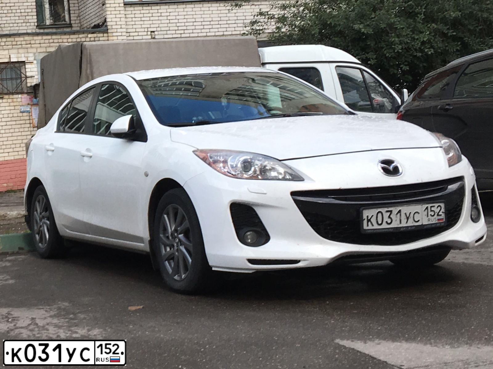 Фото автомобиля MAZDA 3, 2012 — госномер Х259ММ152. Цвет: Белый