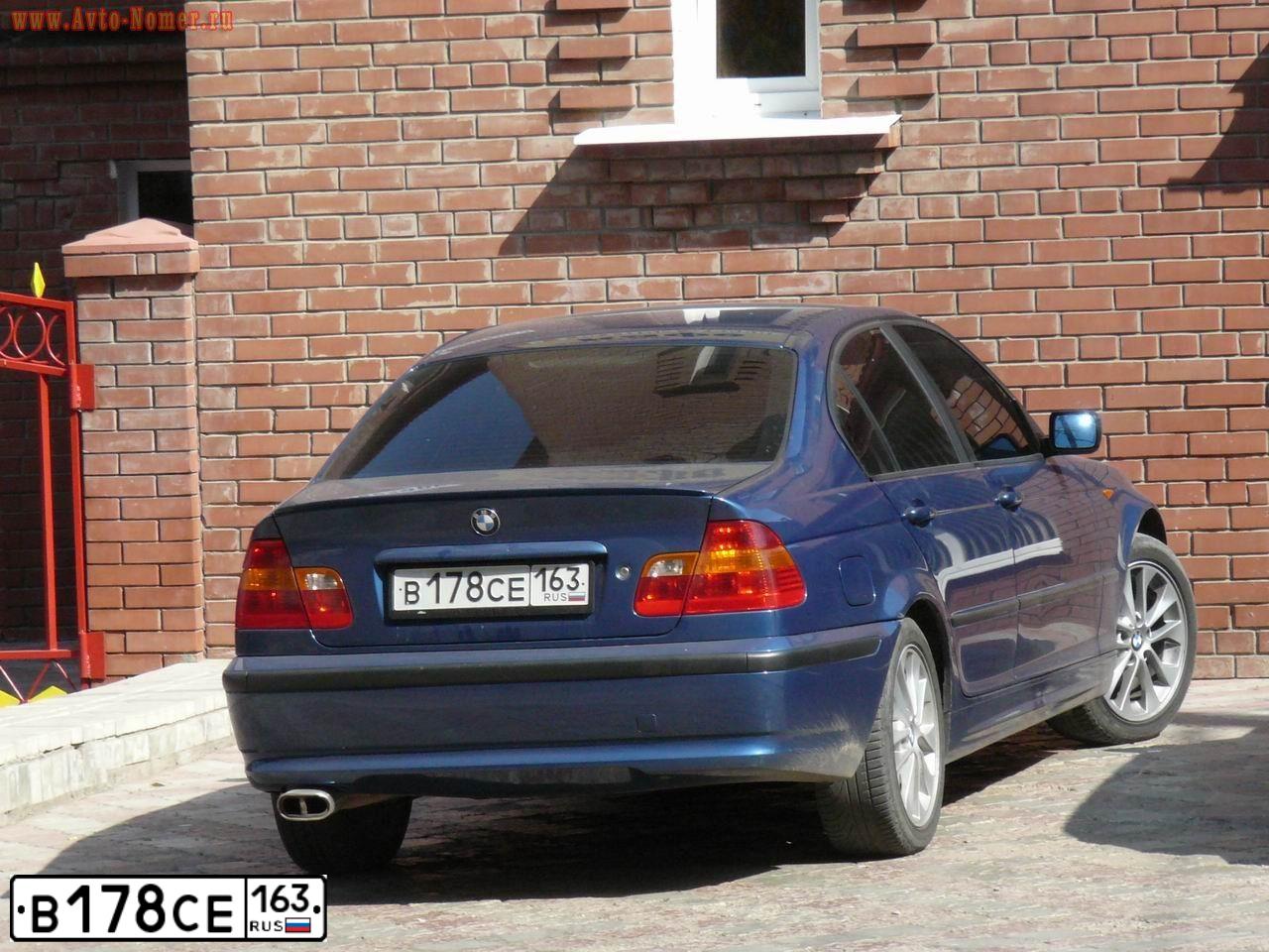 Фото автомобиля BMW SERIE 3, 2002 — госномер В178СЕ163. Цвет: синий
