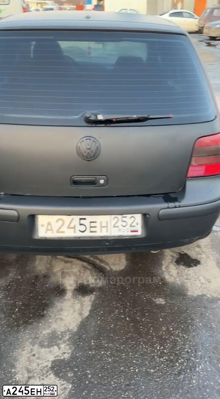 Фото автомобиля VOLKSWAGEN GOLF, 2000 — госномер А245ЕН252. Цвет: ЧЕРНЫЙ