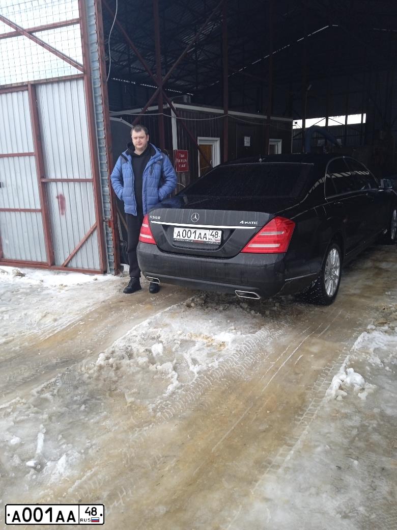 Фото автомобиля MERCEDES S-KLASSE, 2012 — госномер А048МР48. Цвет: ЧЕРНЫЙ