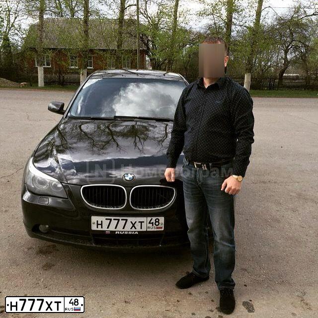 Фото автомобиля BMW SERIE 5, 2005 — госномер Н777ХТ48. Цвет: ЧЕРНЫЙ
