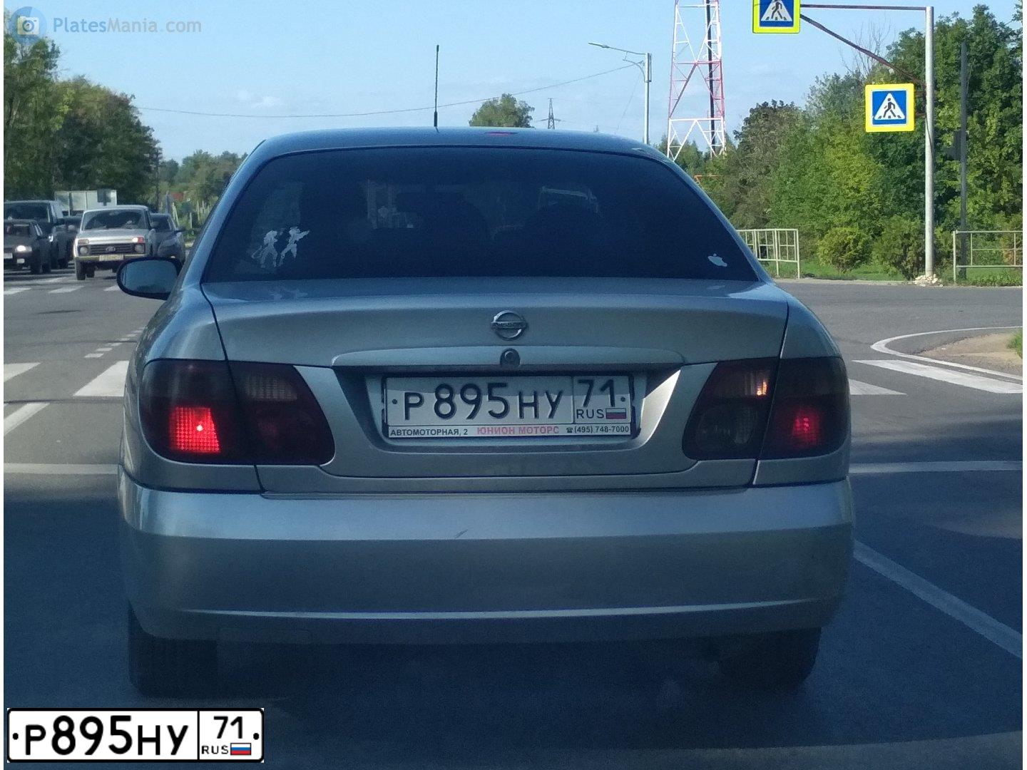 Фото автомобиля NISSAN ALMERA, 2003 — госномер Р895НУ71. Цвет: Серебристый