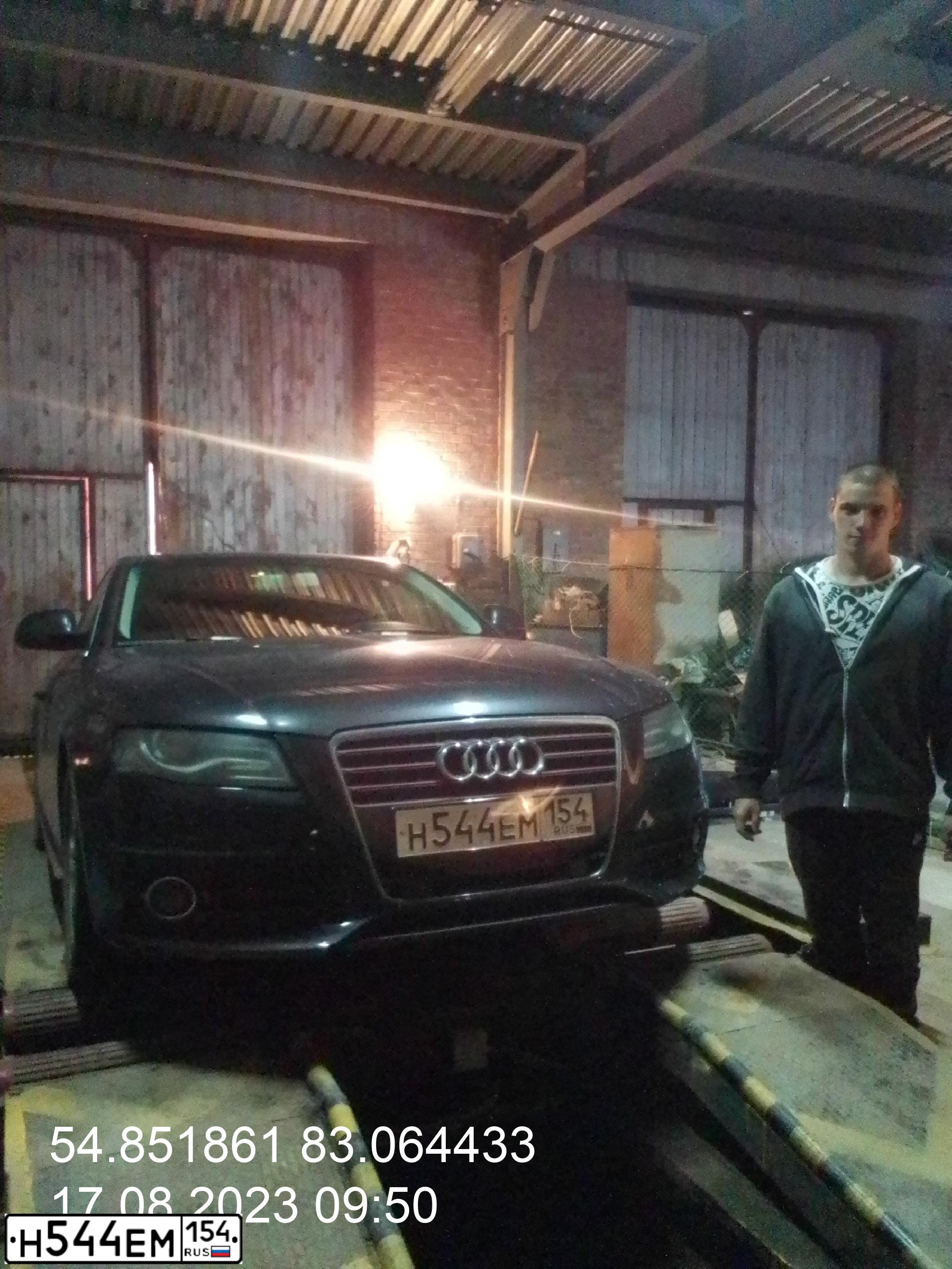 Фото автомобиля AUDI A4, 2008 — госномер Е825АУ122. Цвет: ЧЕРНЫЙ