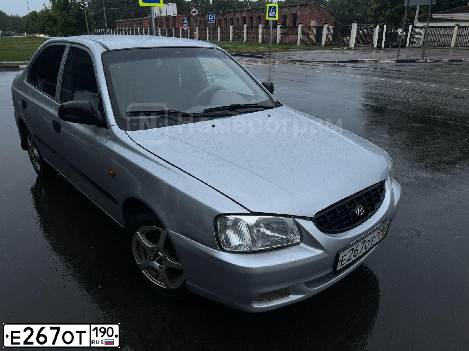 Фото автомобиля TAGAZ ACCENT, 2003 — госномер Е267ОТ190. Цвет: СЕРЫЙ