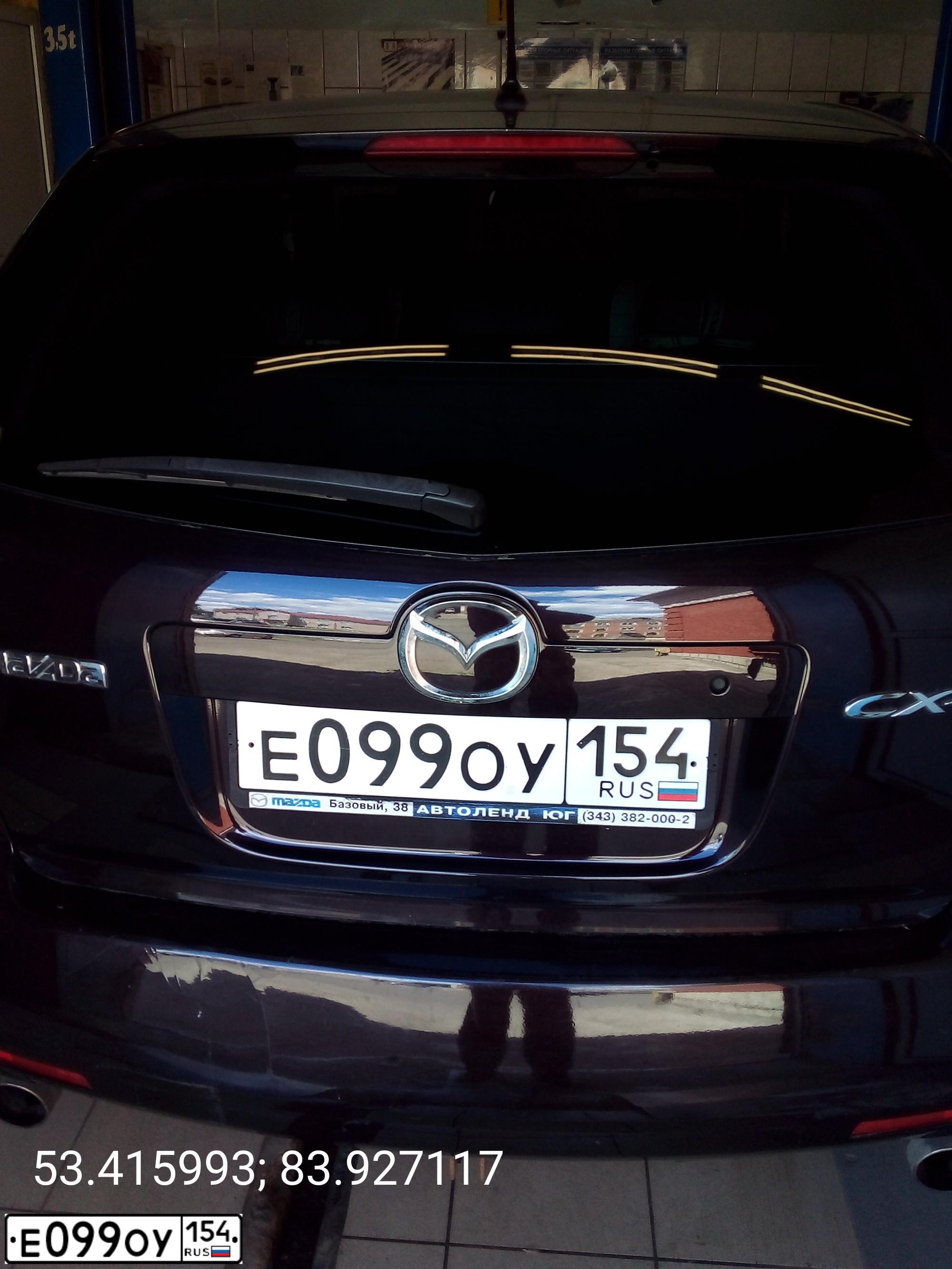 Фото автомобиля MAZDA CX-7, 2008 — госномер Е099ОУ154. Цвет: ТЕМНО ВИШНЕВЫЙ