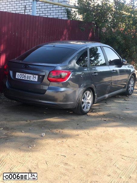 Фото автомобиля LADA 2191 GRANTA, 2016 — госномер Е086МО08. Цвет: серебристо-темно-серый