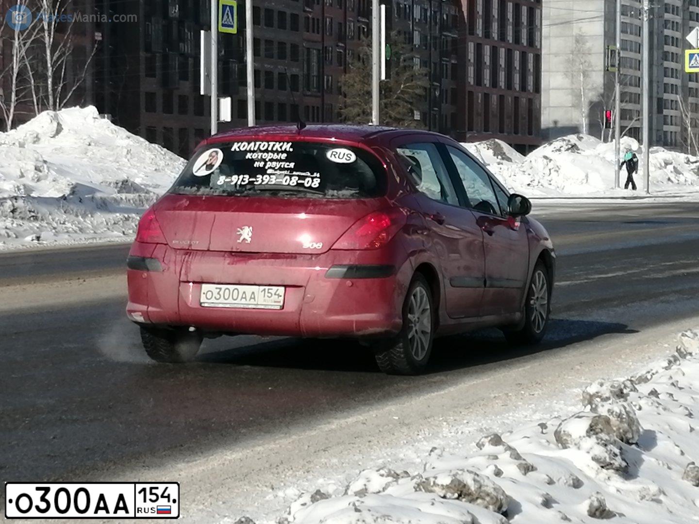 Фото автомобиля PEUGEOT 308, 2008 — госномер О461МТ142. Цвет: Красный