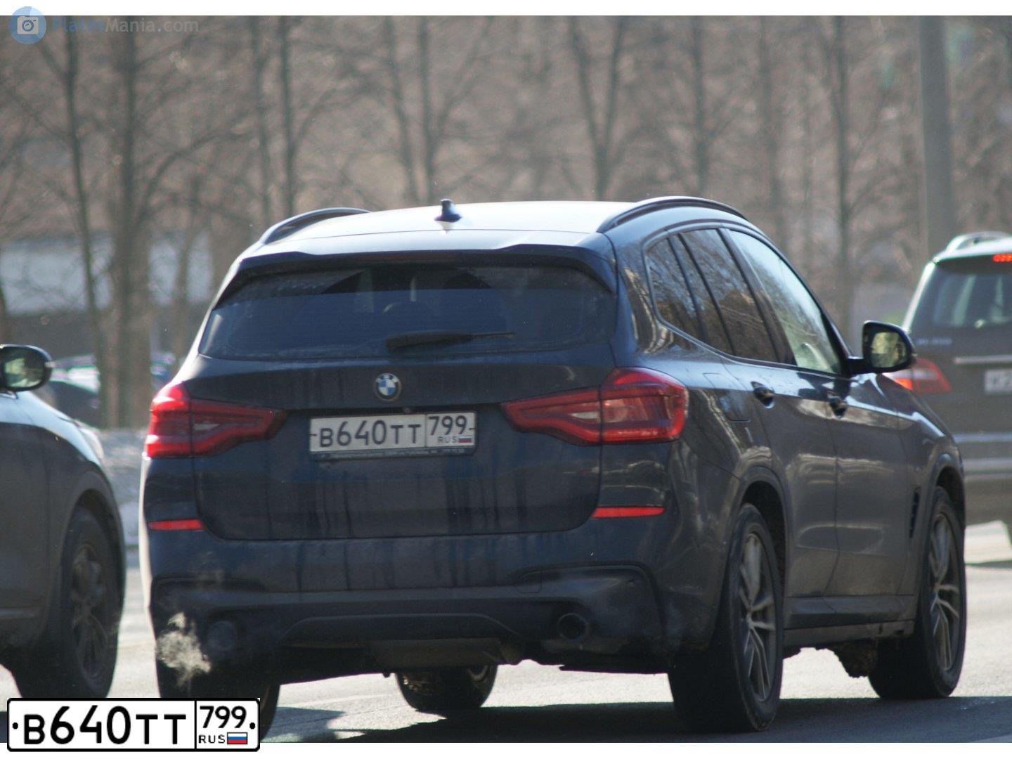 Фото автомобиля BMW X3, 2018 — госномер В640ТТ799. Цвет: ЧЕРНЫЙ