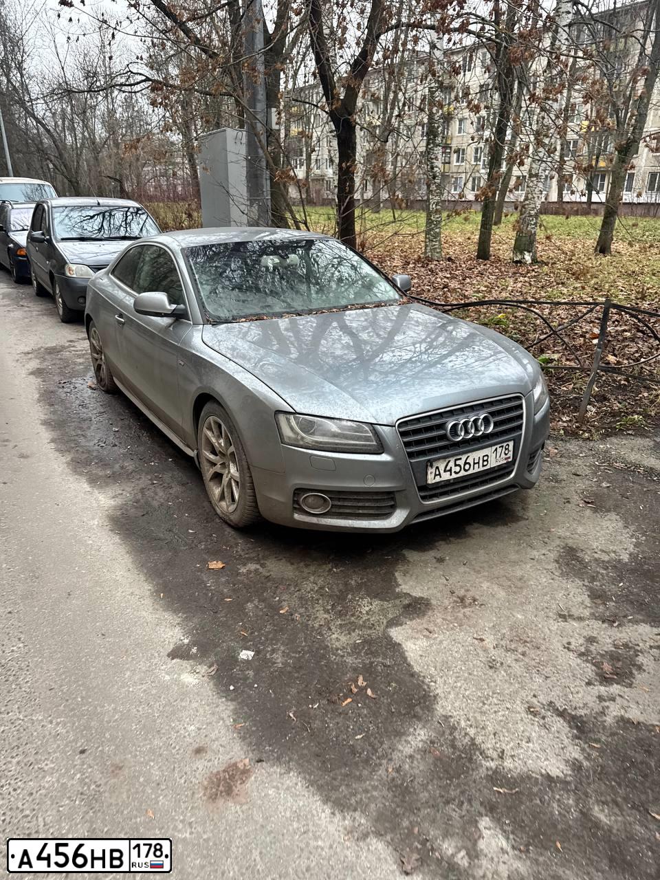 Фото автомобиля AUDI A5, 2010 — госномер А456НВ178. Цвет: СЕРЫЙ