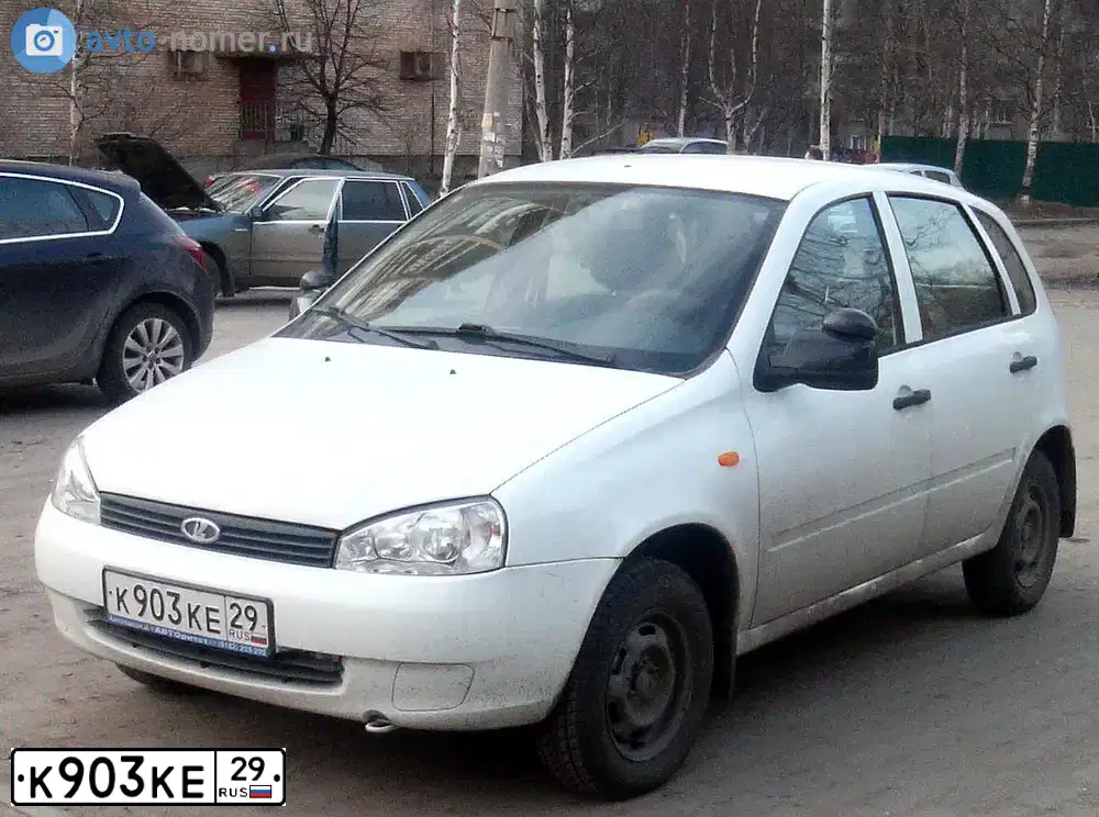 Фото автомобиля LADA 1119 KALINA, 2012 — госномер К903КЕ29. Цвет: Белый