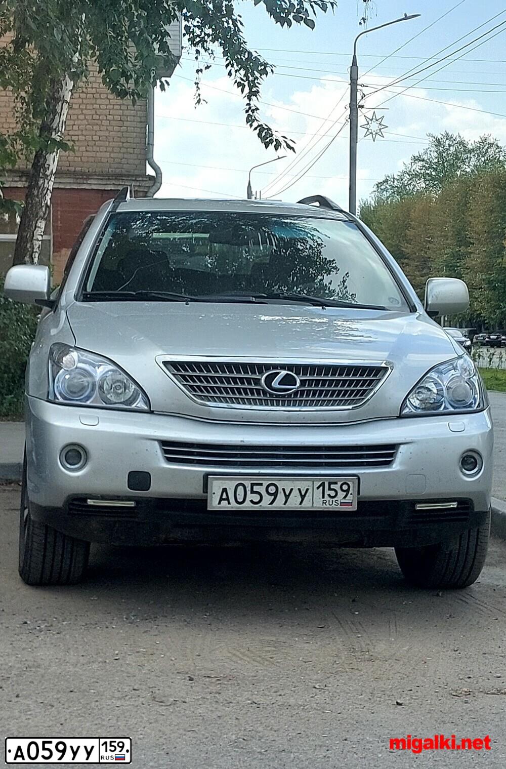 Фото автомобиля LEXUS RX, 2007 — госномер А059УУ159. Цвет: Серебристый