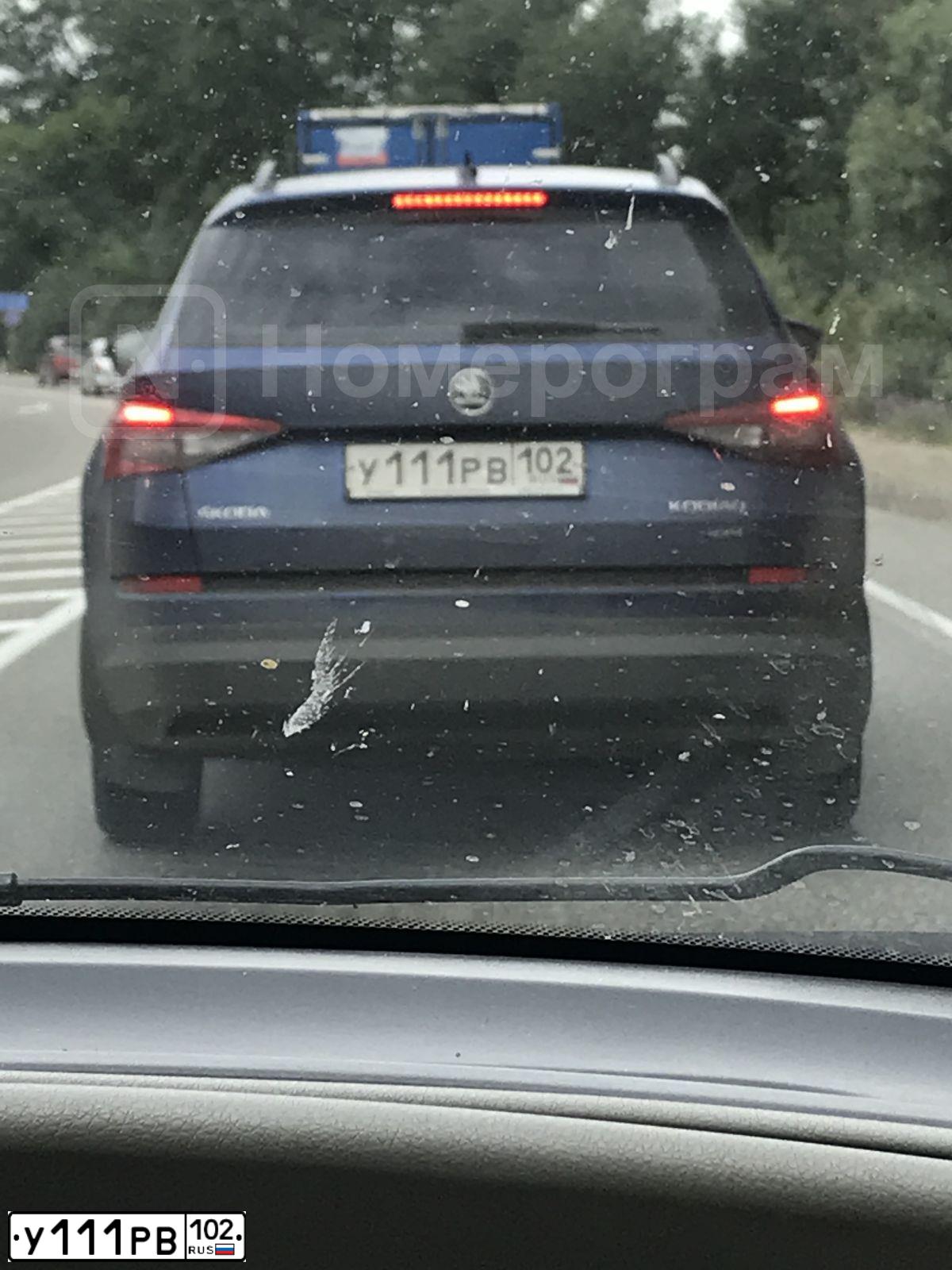 Фото автомобиля SKODA KODIAQ, 2019 — госномер У111РВ102. Цвет: ЯРКО-СИНИЙ