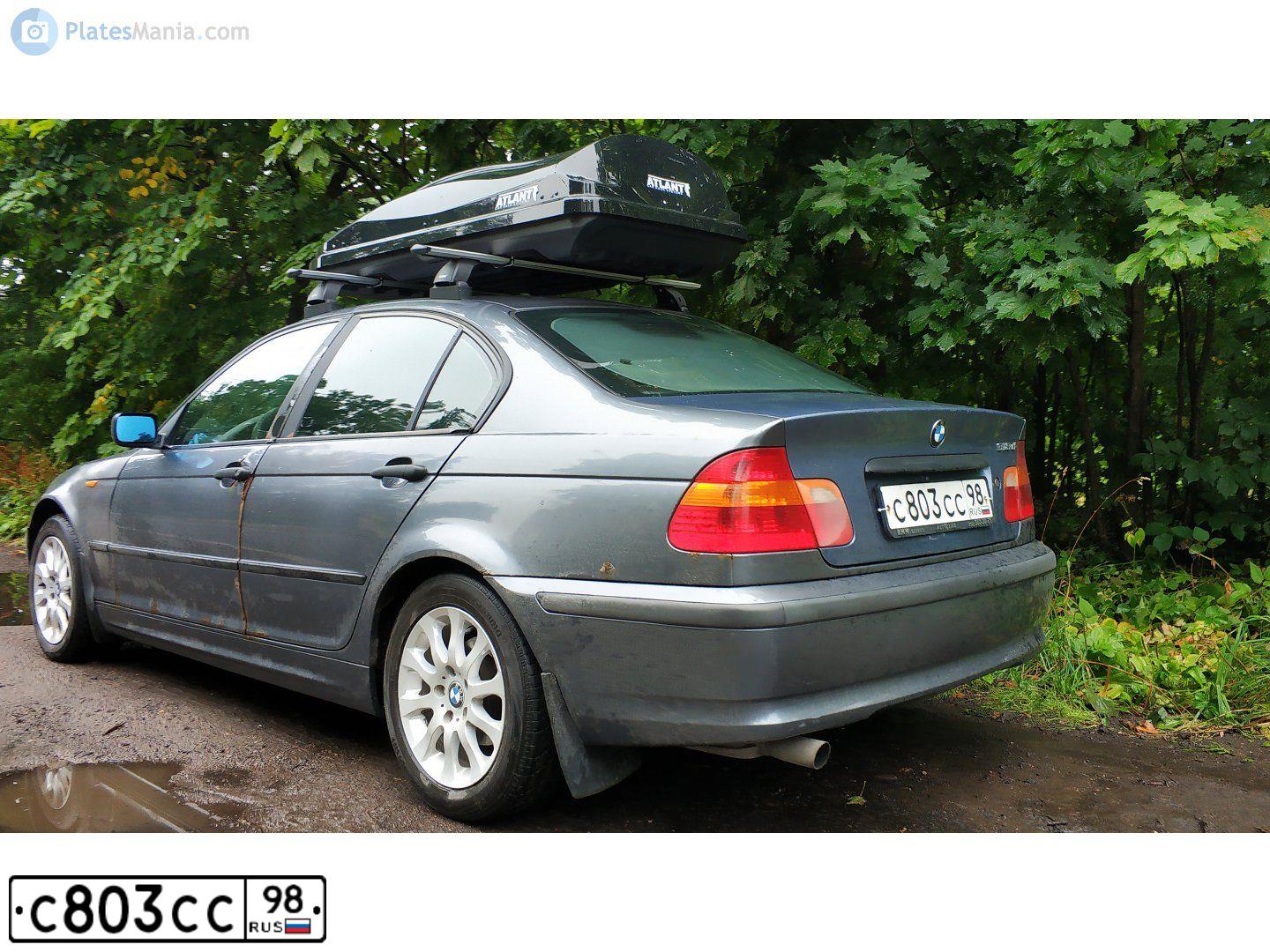 Фото автомобиля BMW SERIE 3, 2001 — госномер С803СС98. Цвет: СЕРЫЙ
