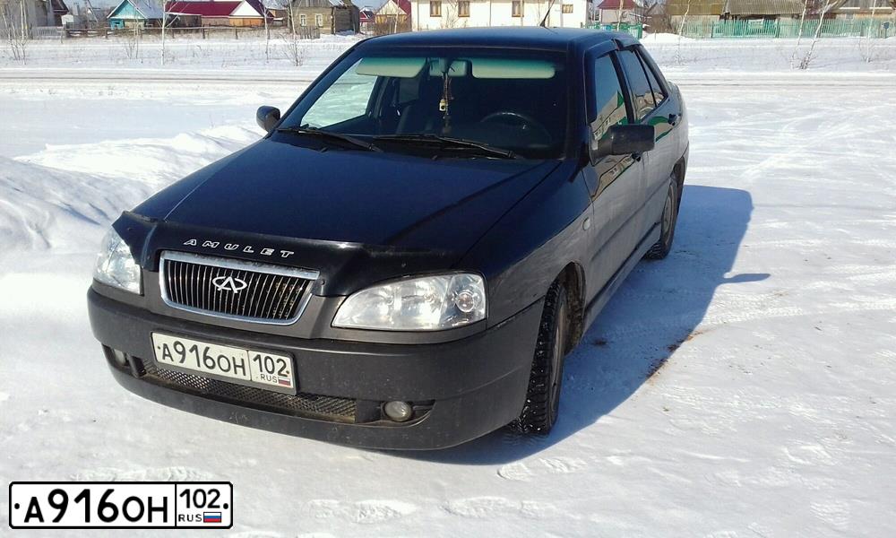 Фото автомобиля CHERY AMULET /FLAGCLOUD/, 2007 — госномер А916ОН102. Цвет: ЧЕРНЫЙ