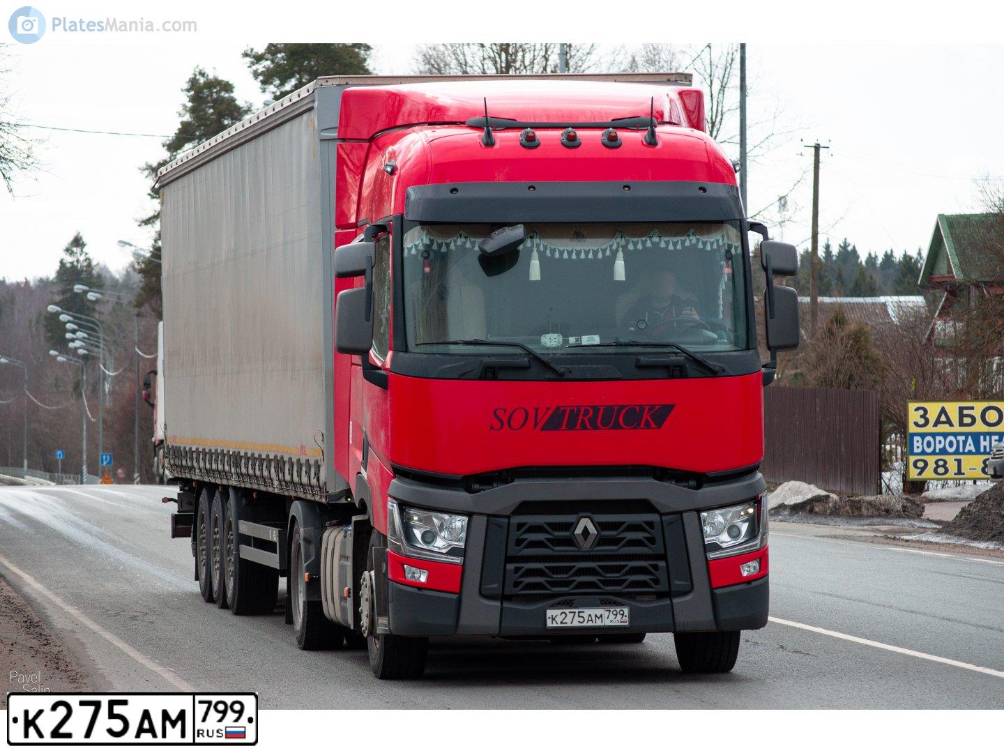 Фото автомобиля RENAULT T, 2017 — госномер Е203ОА156. Цвет: Красный