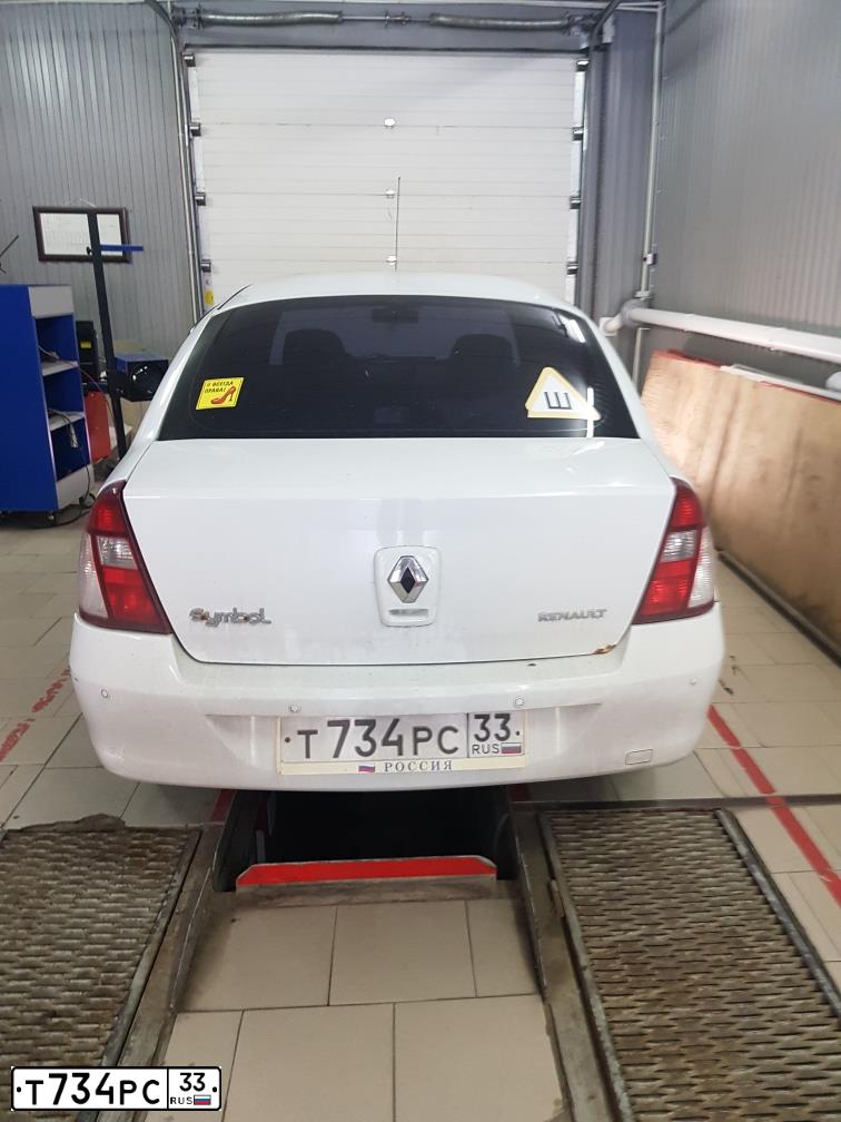 Фото автомобиля RENAULT SYMBOL, 2007 — госномер Т734РС33. Цвет: Белый