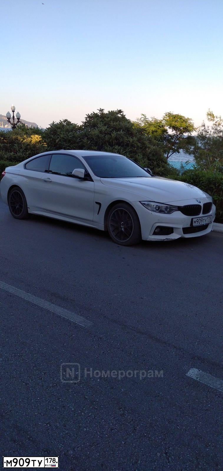 Фото автомобиля BMW SERIE 4, 2014 — госномер М909ТУ178. Цвет: БЕЛЫЙ