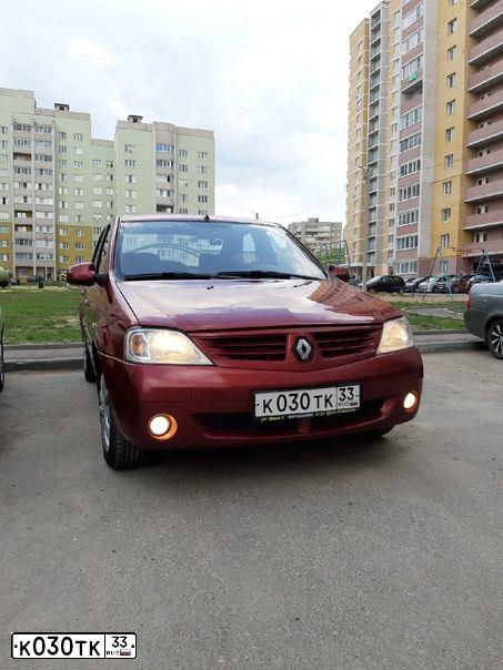 Фото автомобиля RENAULT LOGAN, 2009 — госномер К030ТК33. Цвет: Красный