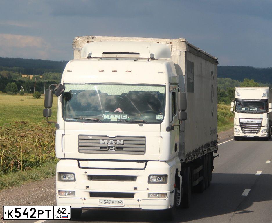 Фото автомобиля MAN TGA 18.XXX /4X2/, 2008 — госномер К542РТ62. Цвет: БЕЛЫЙ