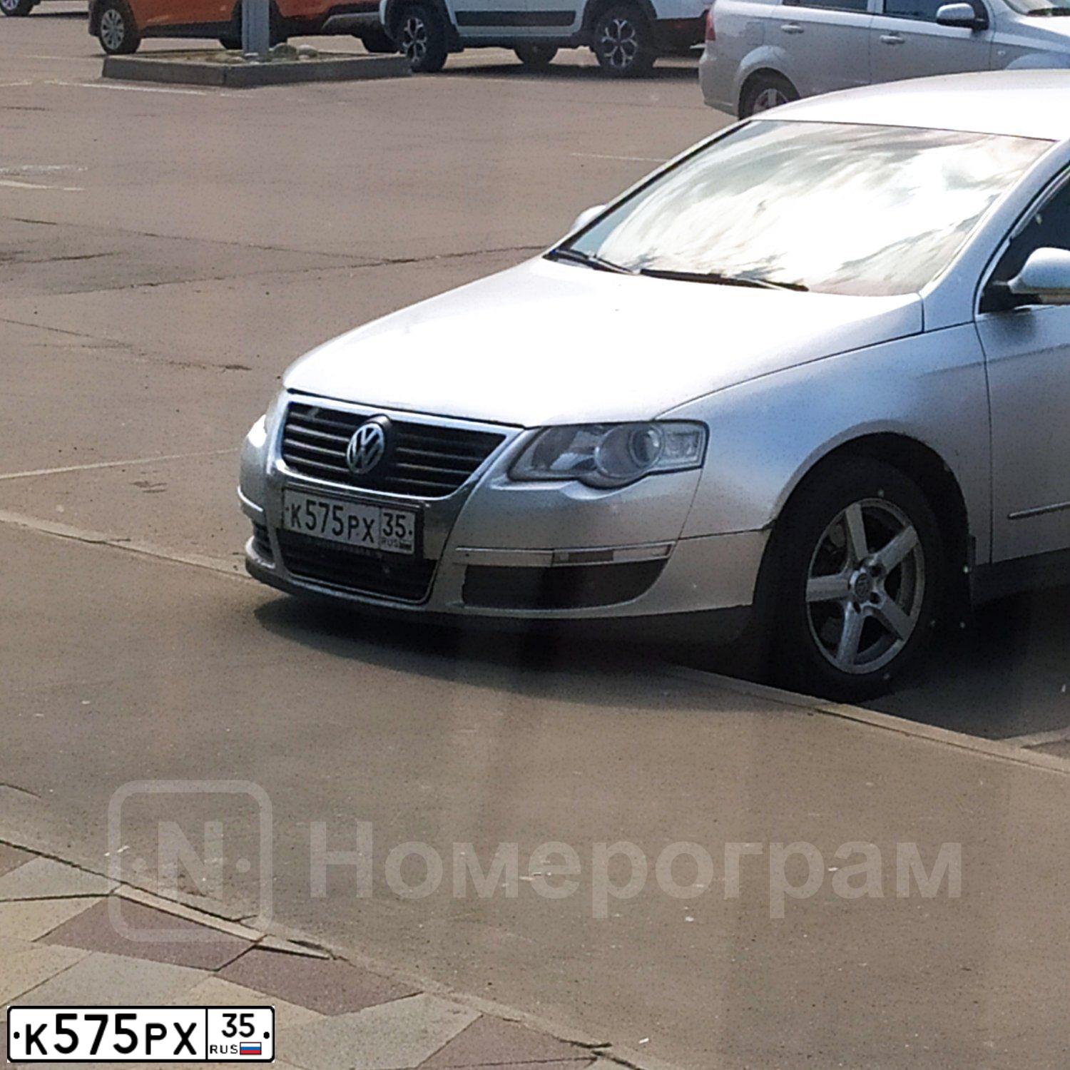 Фото автомобиля VOLKSWAGEN PASSAT, 2008 — госномер К575РХ35. Цвет: СЕРЕБРИСТЫЙ