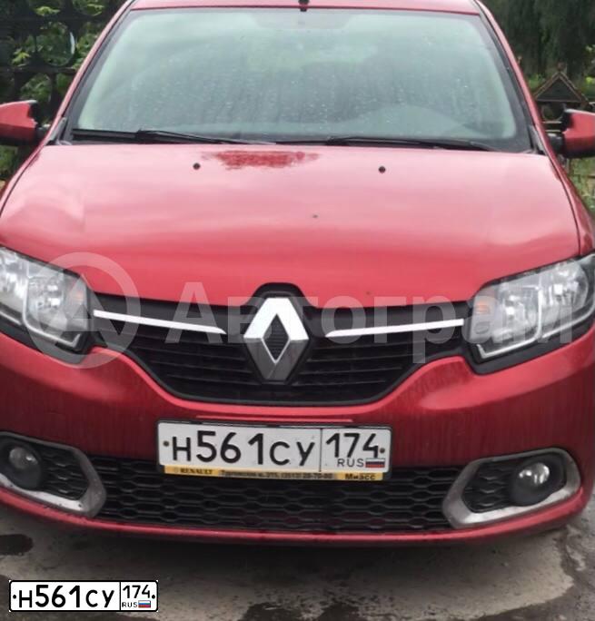 Фото автомобиля RENAULT SANDERO, 2014 — госномер Н561СУ174. Цвет: КРАСНЫЙ