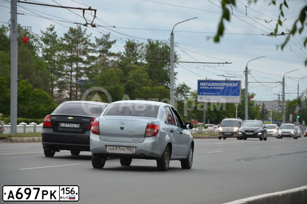 Фото автомобиля LADA 2190 GRANTA, 2014 — госномер А697РК156. Цвет: голубой