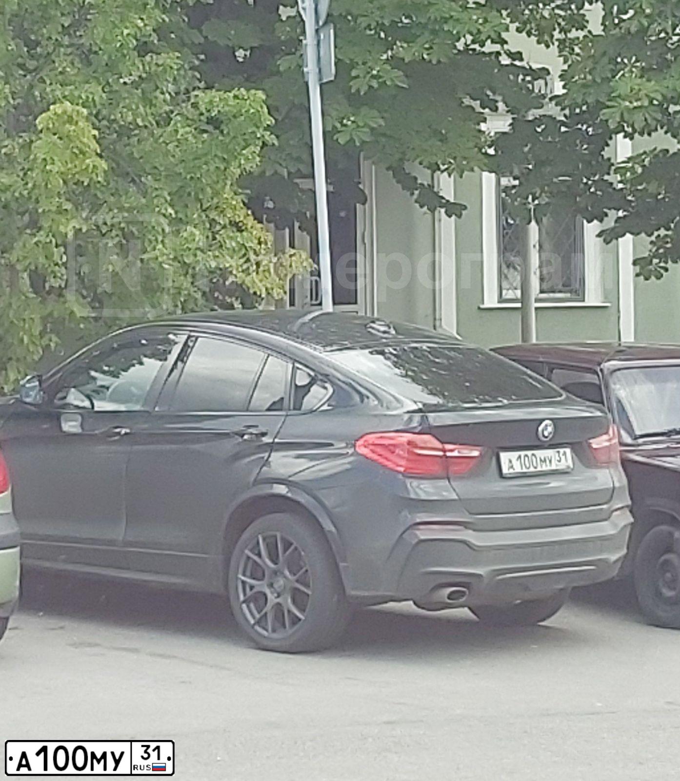 Фото автомобиля BMW X4, 2016 — госномер А100МУ31. Цвет: ЧЕРНЫЙ