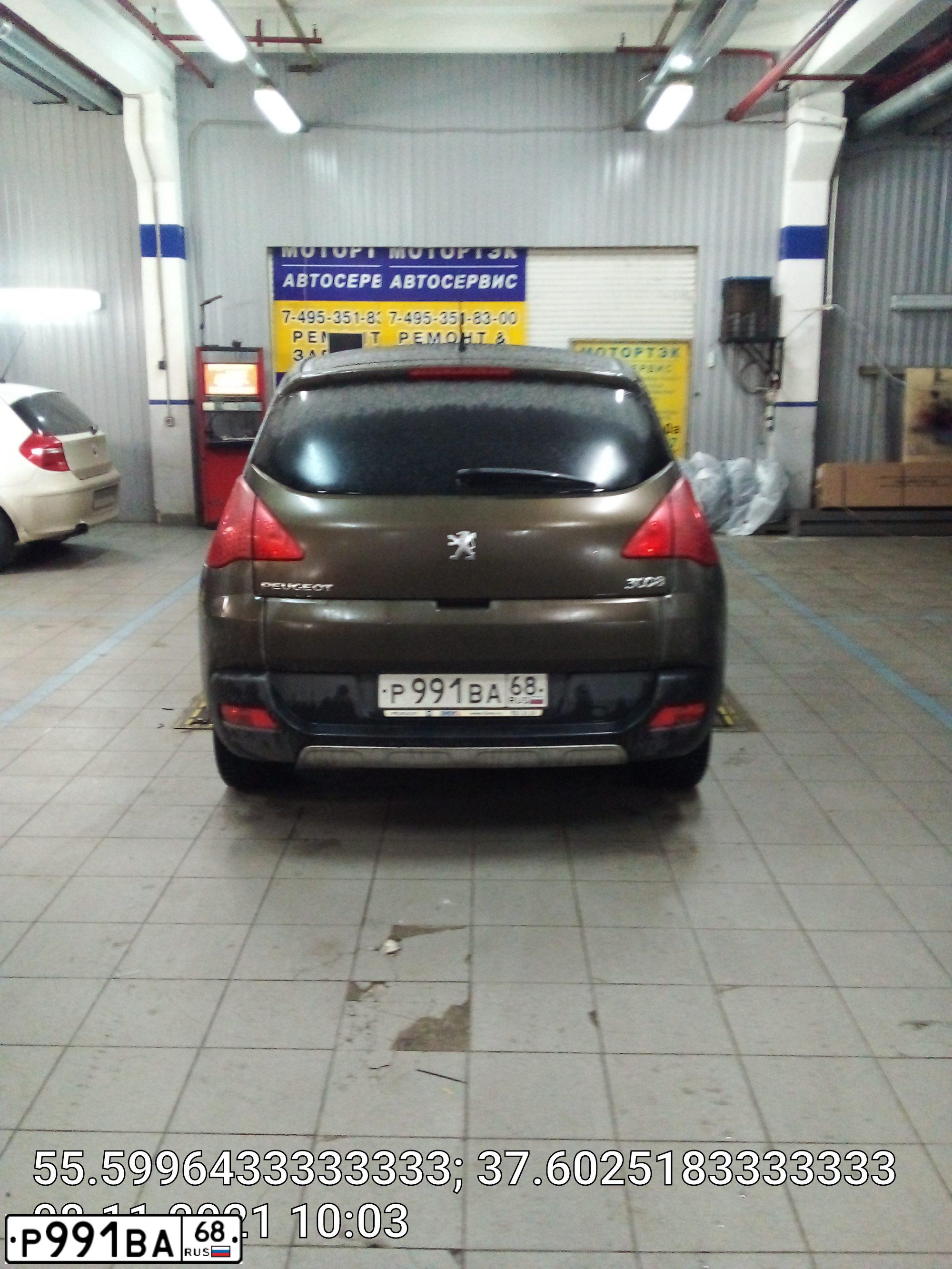 Фото автомобиля PEUGEOT 3008, 2010 — госномер Р991ВА68. Цвет: Коричневый
