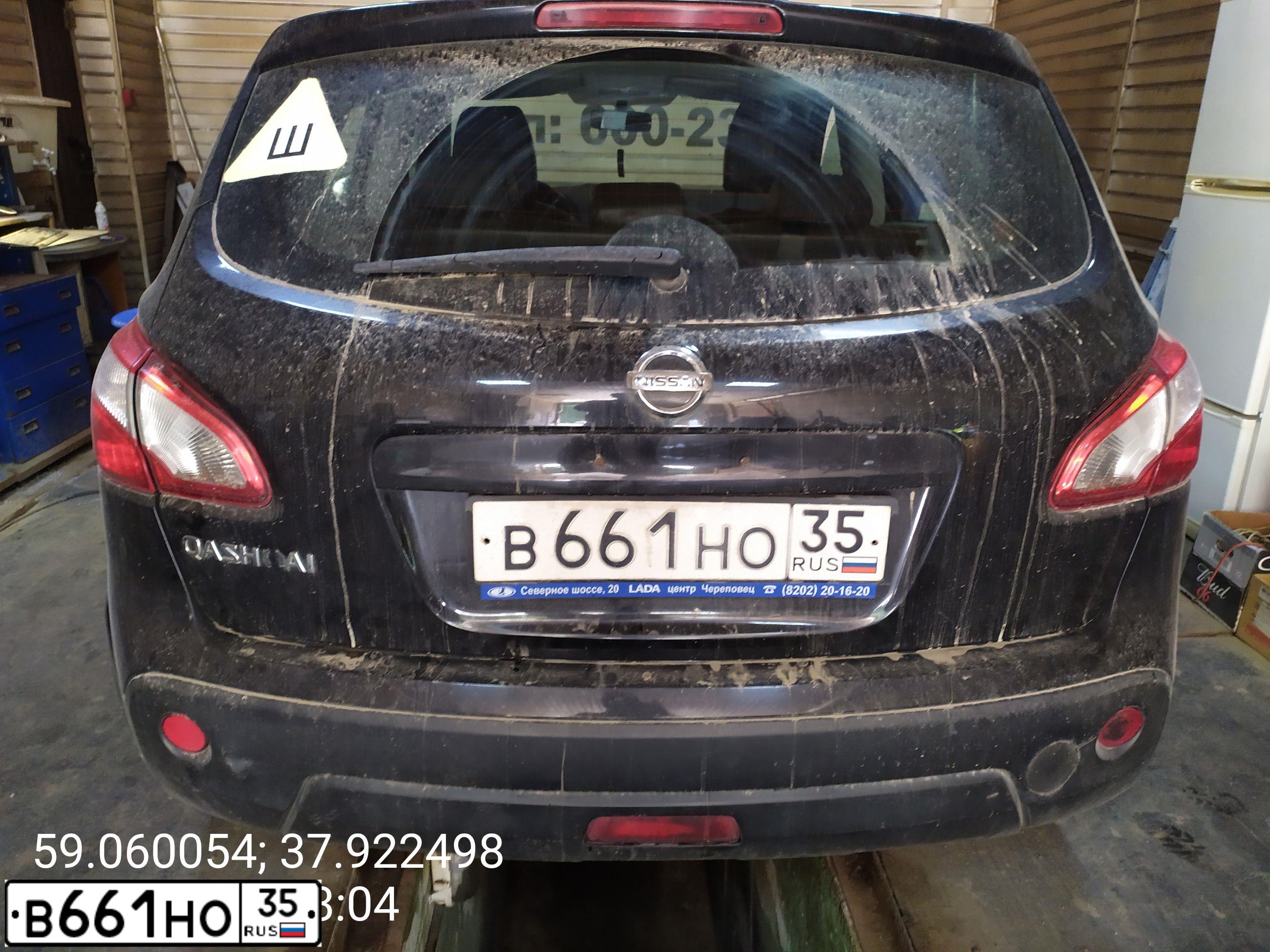Фото автомобиля NISSAN QASHQAI, 2011 — госномер В661НО35. Цвет: ЧЕРНЫЙ
