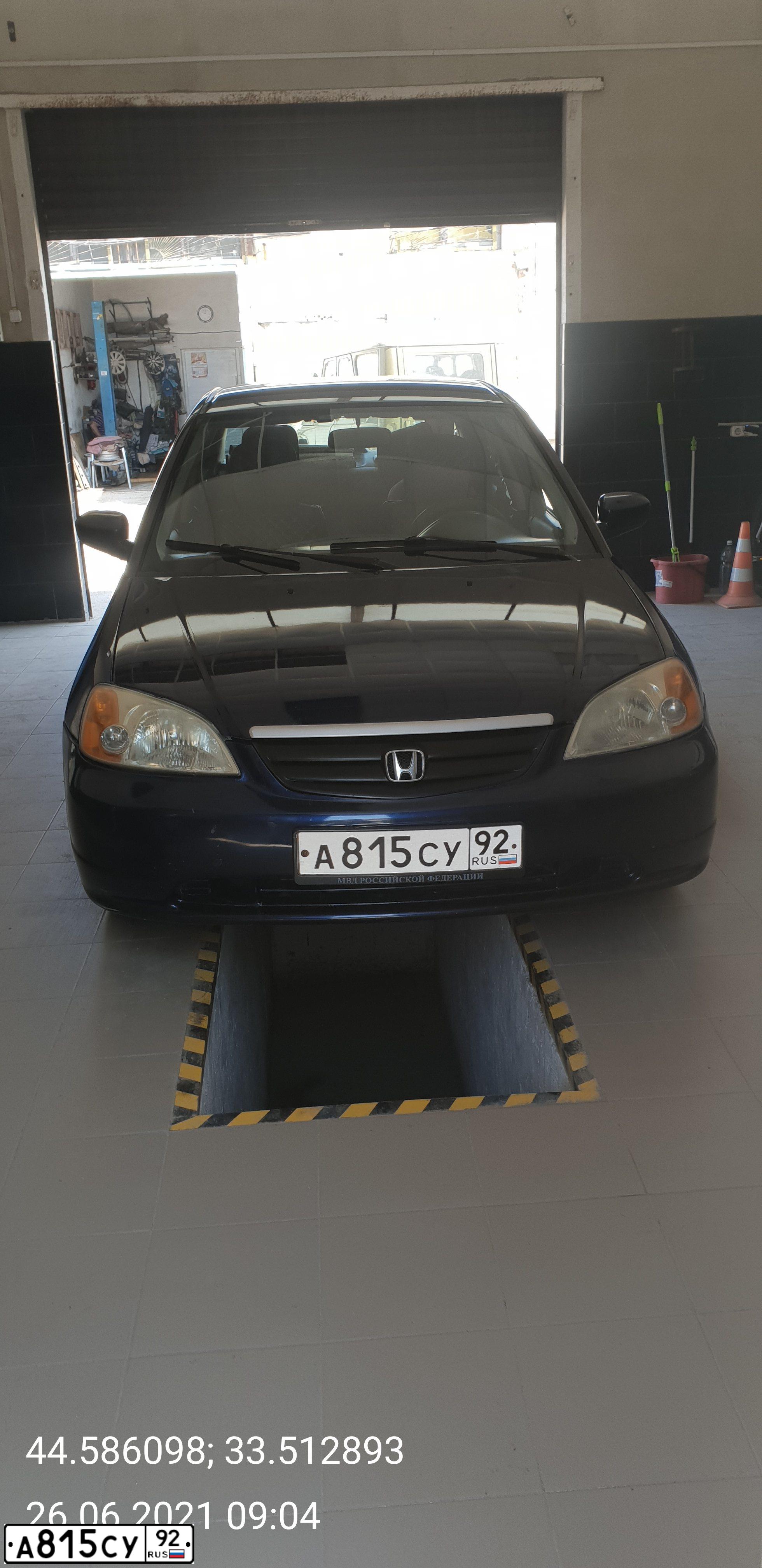 Фото автомобиля HONDA CIVIC, 2000 — госномер А815СУ92. Цвет: СИНИЙ