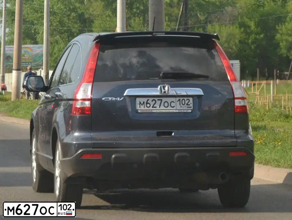 Фото автомобиля HONDA CR-V, 2009 — госномер М627ОС102. Цвет: ТЕМНО-СЕРЫЙ