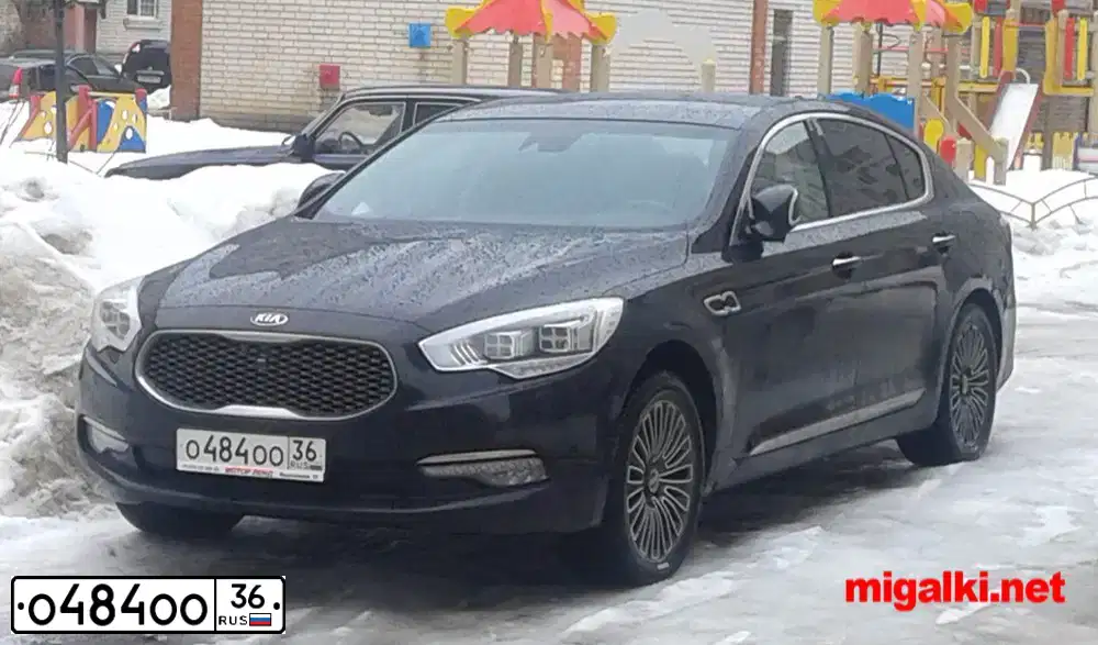 Фото автомобиля KIA QUORIS, 2017 — госномер О484ОО36. Цвет: ЧЕРНЫЙ