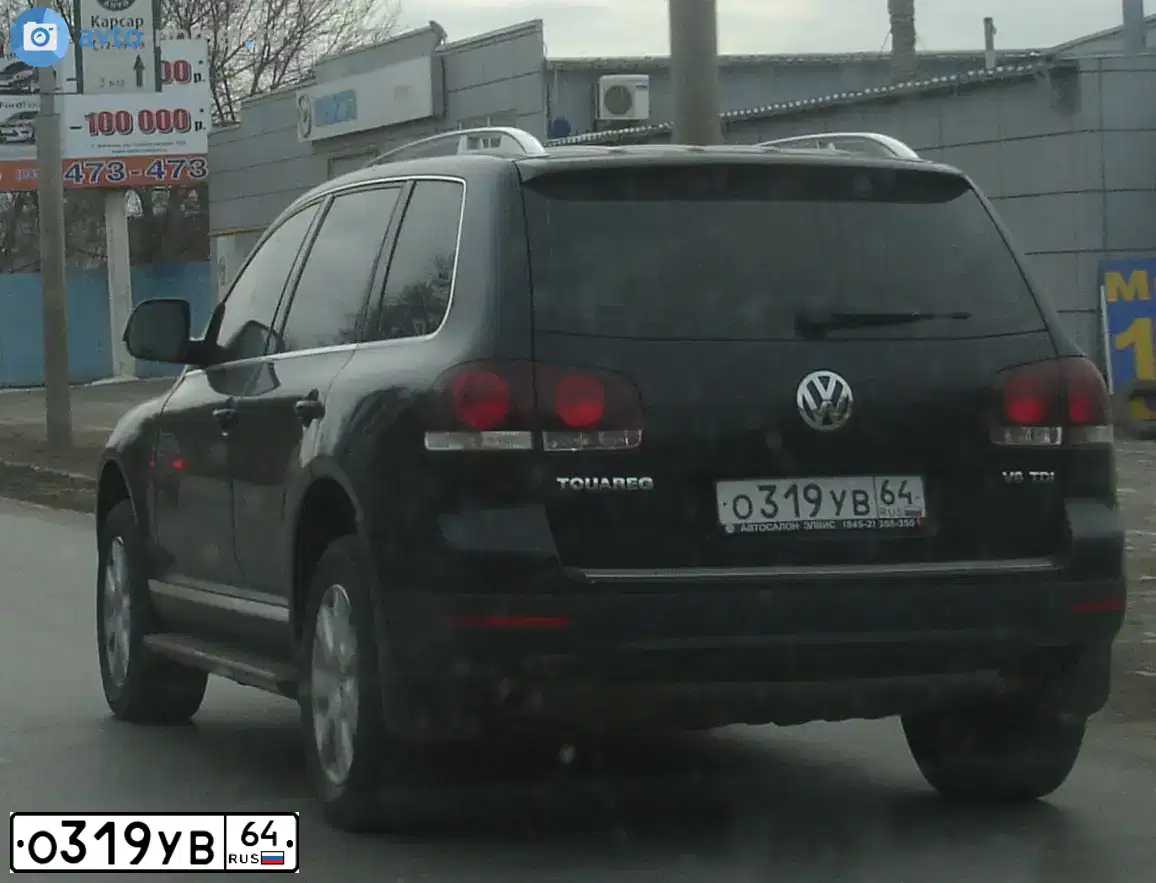 Фото автомобиля VOLKSWAGEN TOUAREG, 2008 — госномер О319УВ64. Цвет: ЧЕРНЫЙ