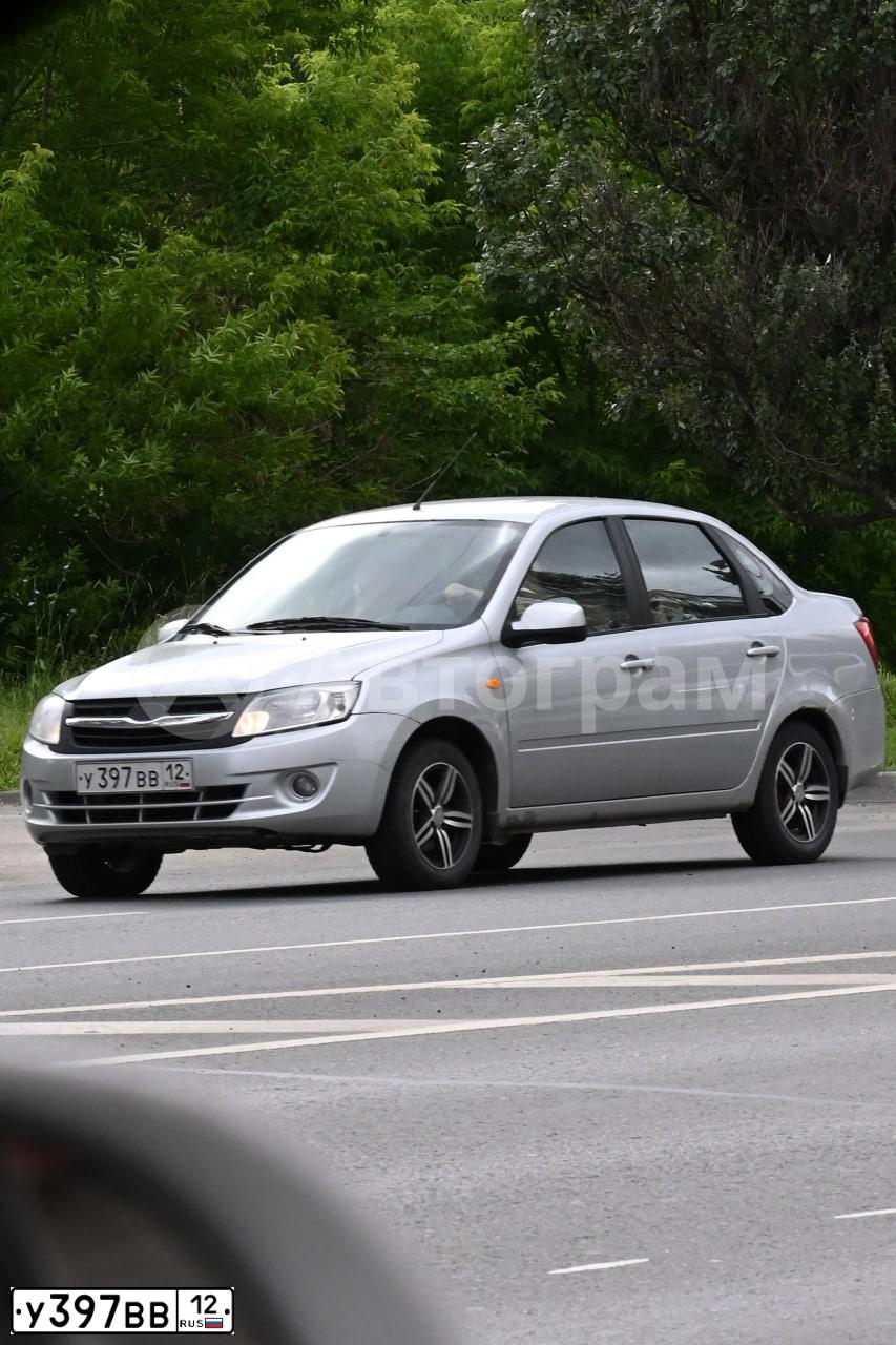 Фото автомобиля LADA 2190 GRANTA, 2013 — госномер У397ВВ12. Цвет: СЕРЕБРИСТЫЙ