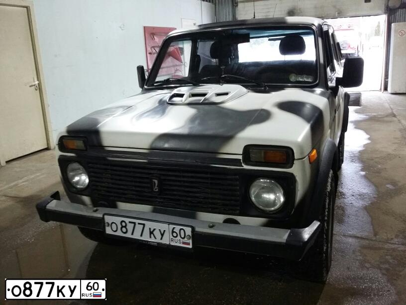 Фото автомобиля LADA 2121 NIVA, 2002 — госномер Е500КХ60. Цвет: МНОГОЦВЕТНЫЙ