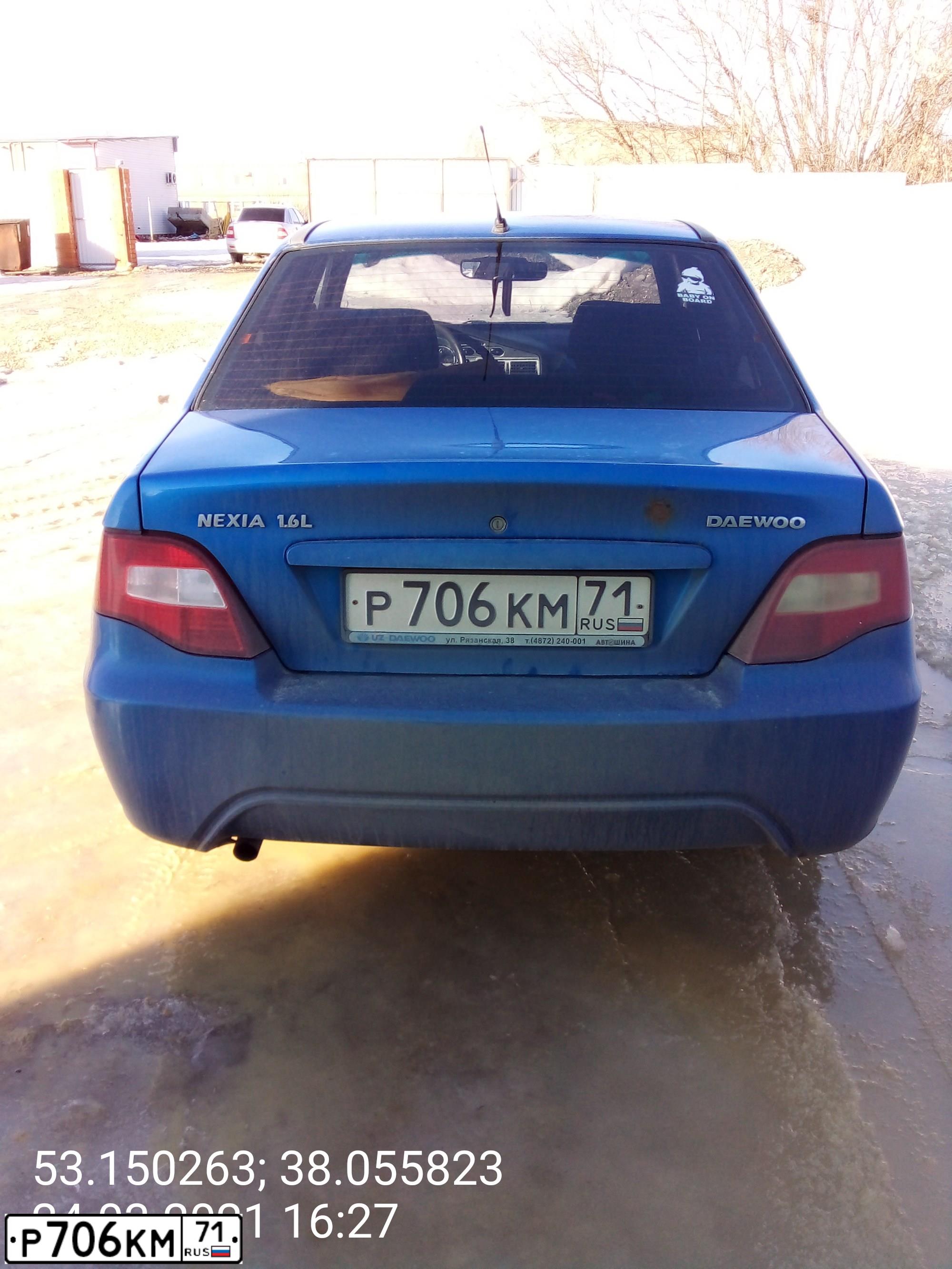 Фото автомобиля DAEWOO NEXIA, 2012 — госномер Р706КМ71. Цвет: СИНЕ-ГЛАЗУРИСТЫЙ
