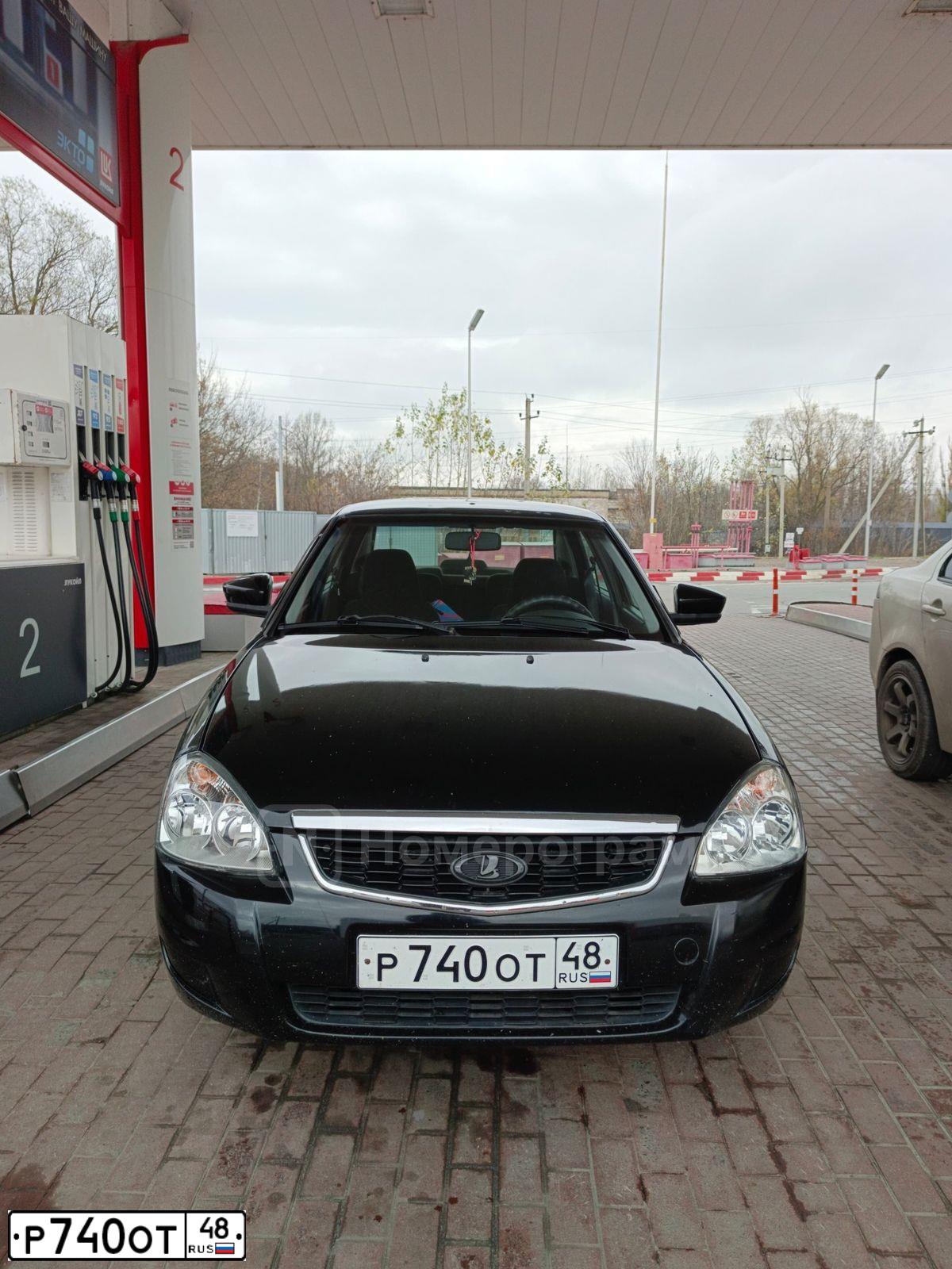 Фото автомобиля LADA 2170 PRIORA, 2011 — госномер Р740ОТ48. Цвет: ЧЕРНО-СИНИЙ