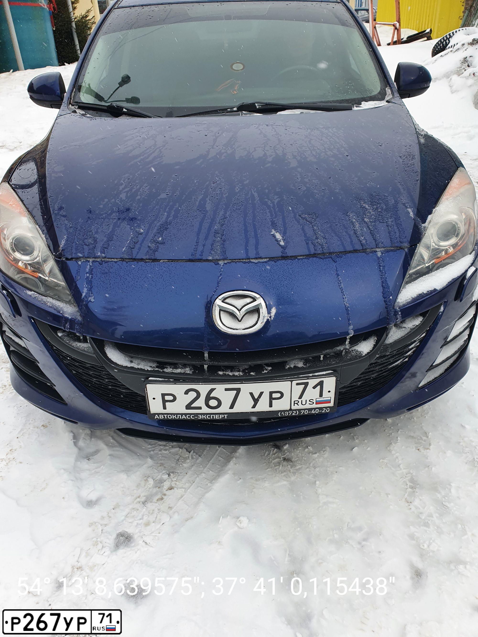 Фото автомобиля MAZDA 3, 2011 — госномер Р267УР71. Цвет: СИНИЙ