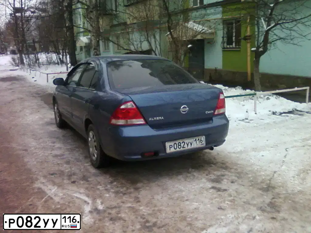 Фото автомобиля NISSAN ALMERA, 2006 — госномер А734АУ116. Цвет: синий