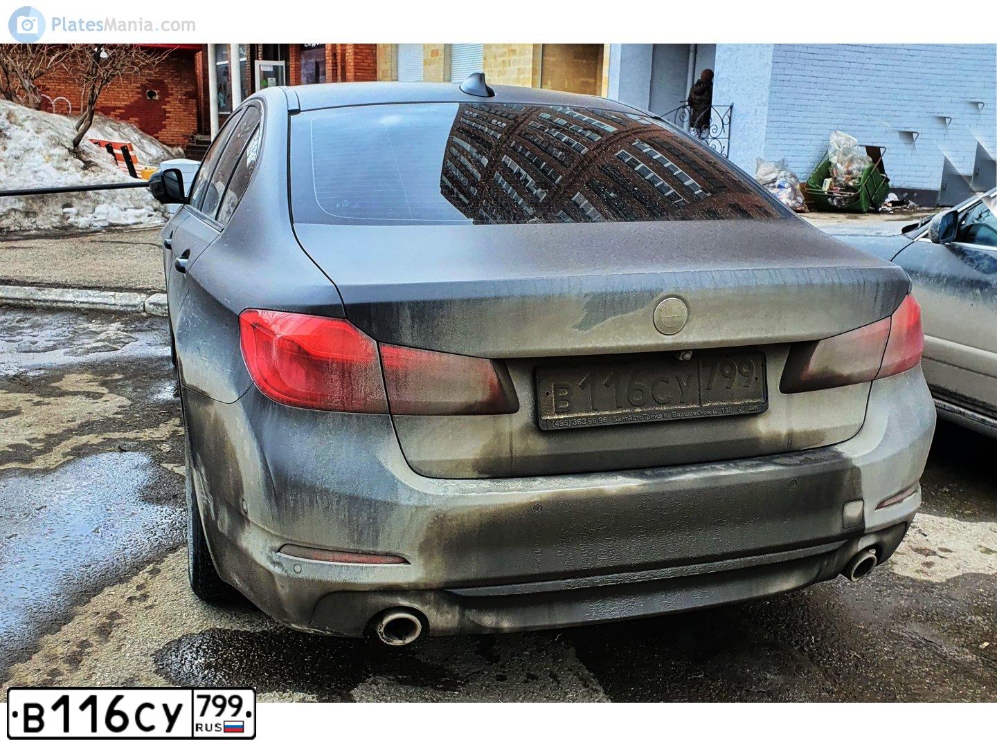 Фото автомобиля BMW SERIE 5, 2019 — госномер В116СУ799. Цвет: ТЕМНО-СЕРЫЙ