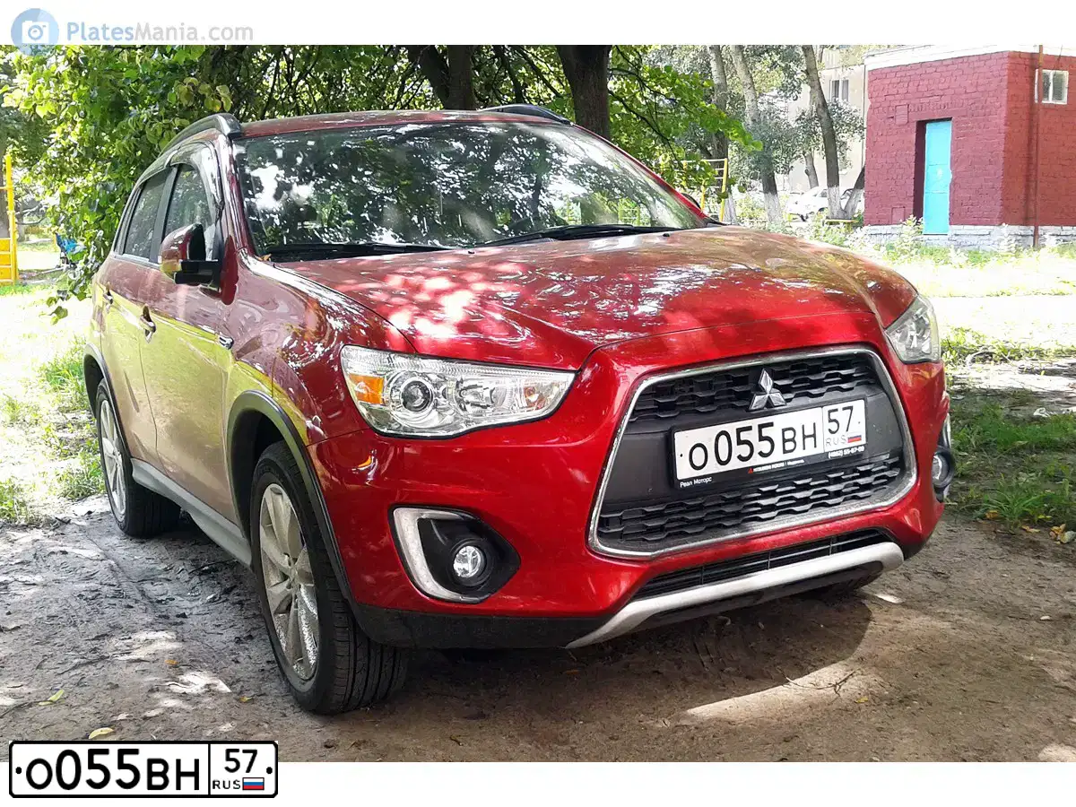 Фото автомобиля MITSUBISHI ASX, 2014 — госномер О055ВН57. Цвет: КРАСНЫЙ