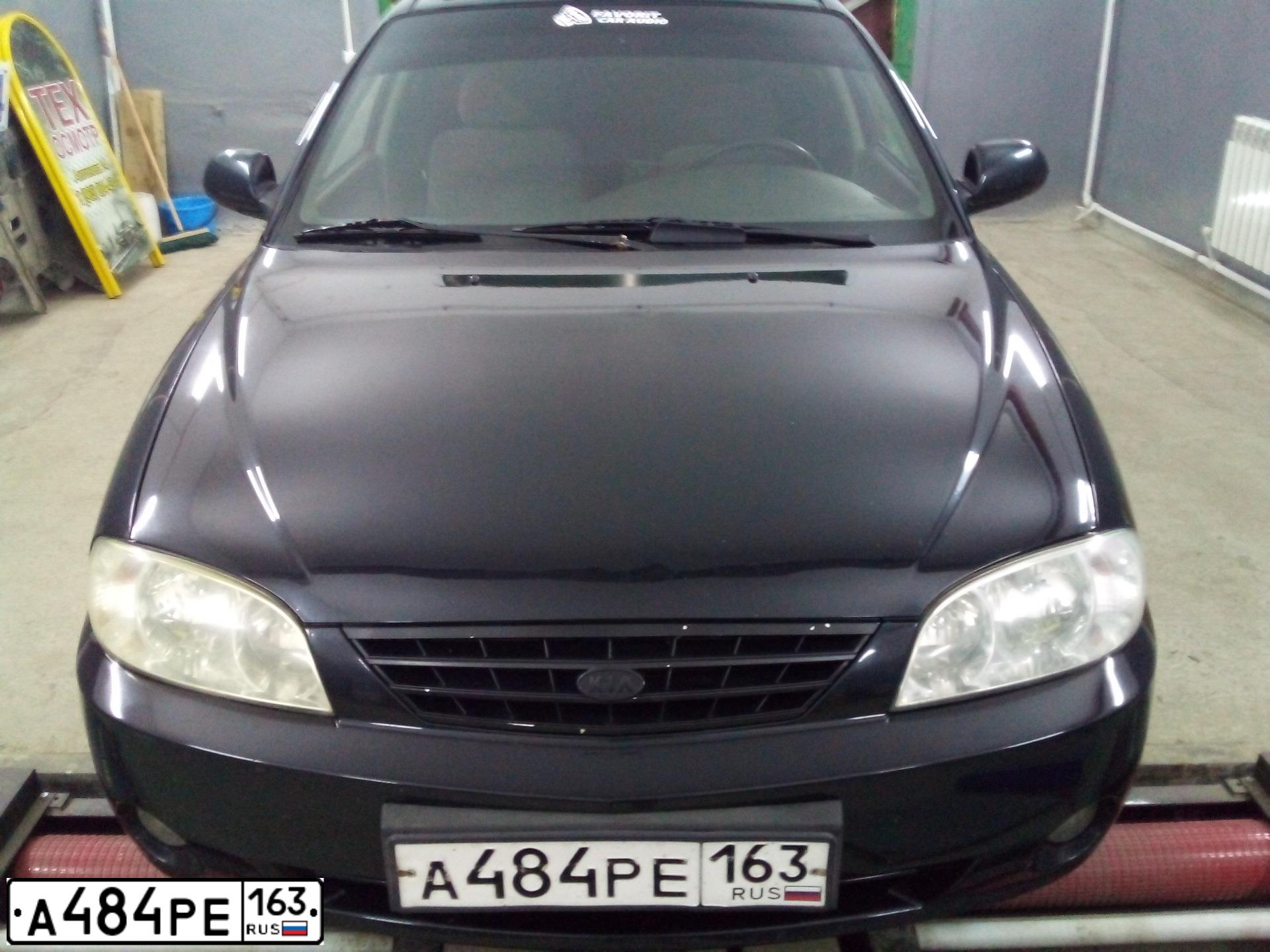 Фото автомобиля KIA SPECTRA, 2008 — госномер А484РЕ163. Цвет: ЧЕРНЫЙ ЖЕМЧУГ