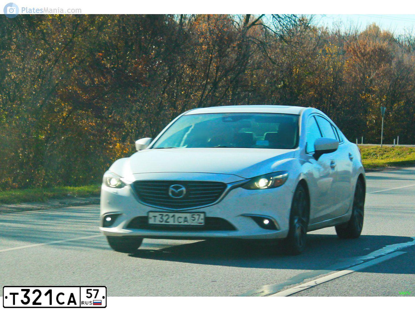 Фото автомобиля MAZDA 6, 2016 — госномер Т321СА57. Цвет: БЕЛЫЙ ПЕРЛАМУТР
