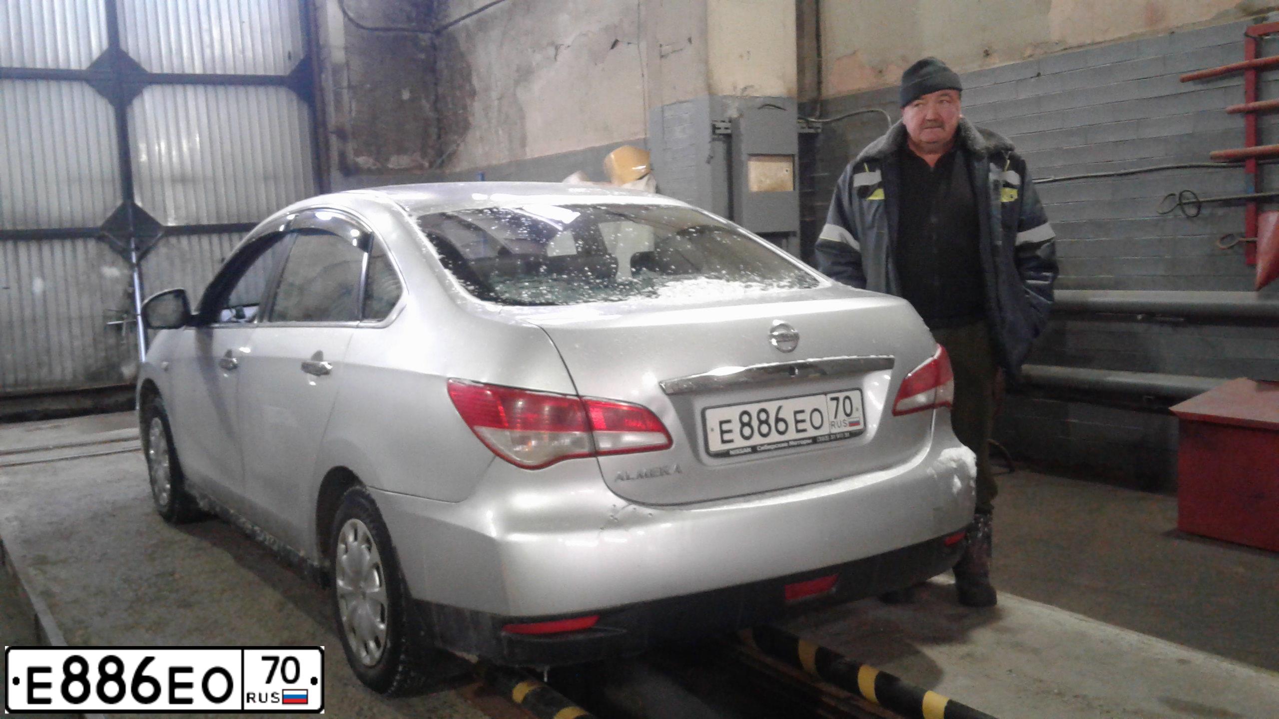 Фото автомобиля NISSAN ALMERA /AVTOVAZ/, 2017 — госномер Е886ЕО70. Цвет: СЕРЕБРИСТЫЙ