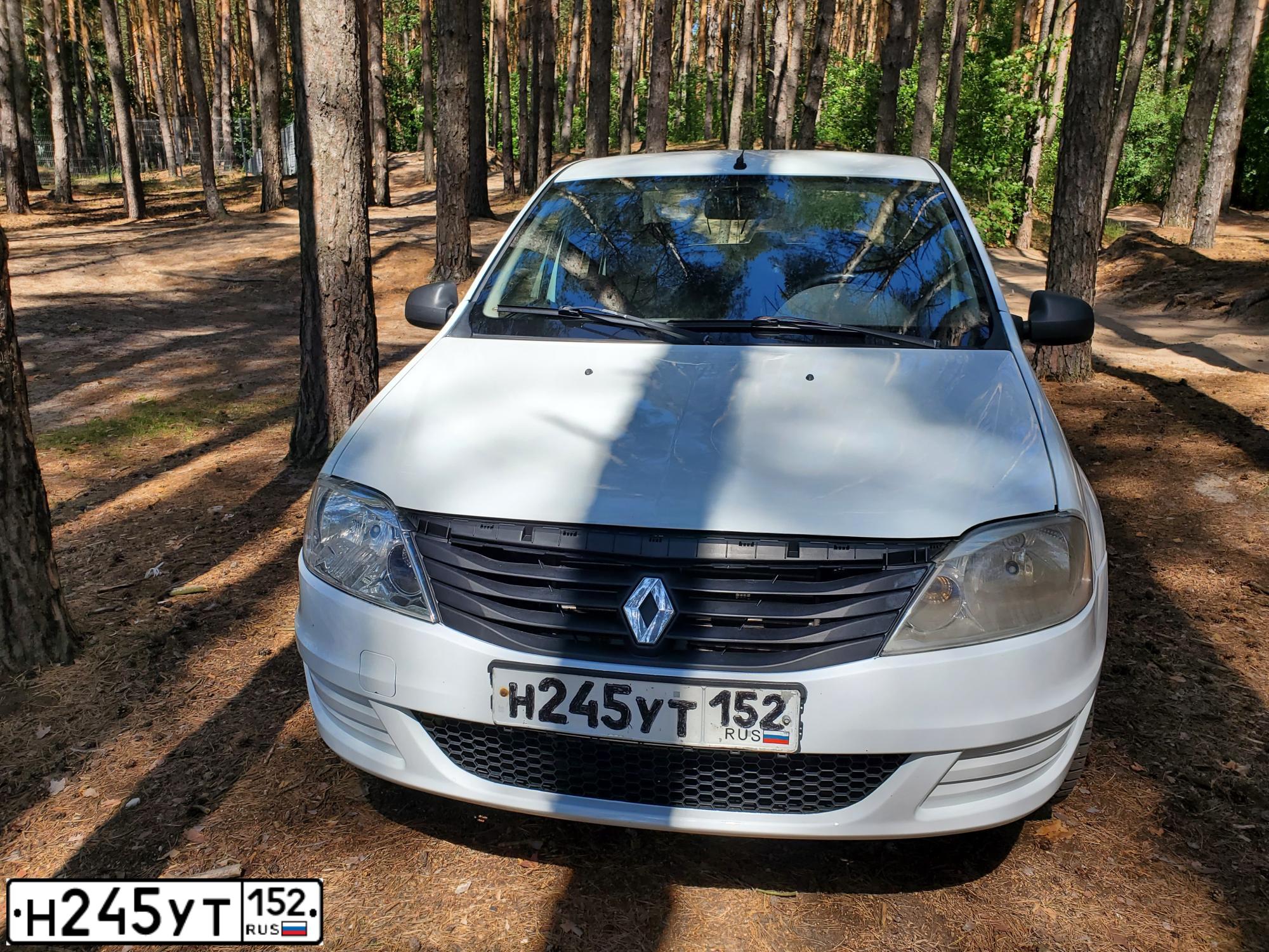 Фото автомобиля RENAULT LOGAN, 2015 — госномер Н245УТ152. Цвет: БЕЛЫЙ