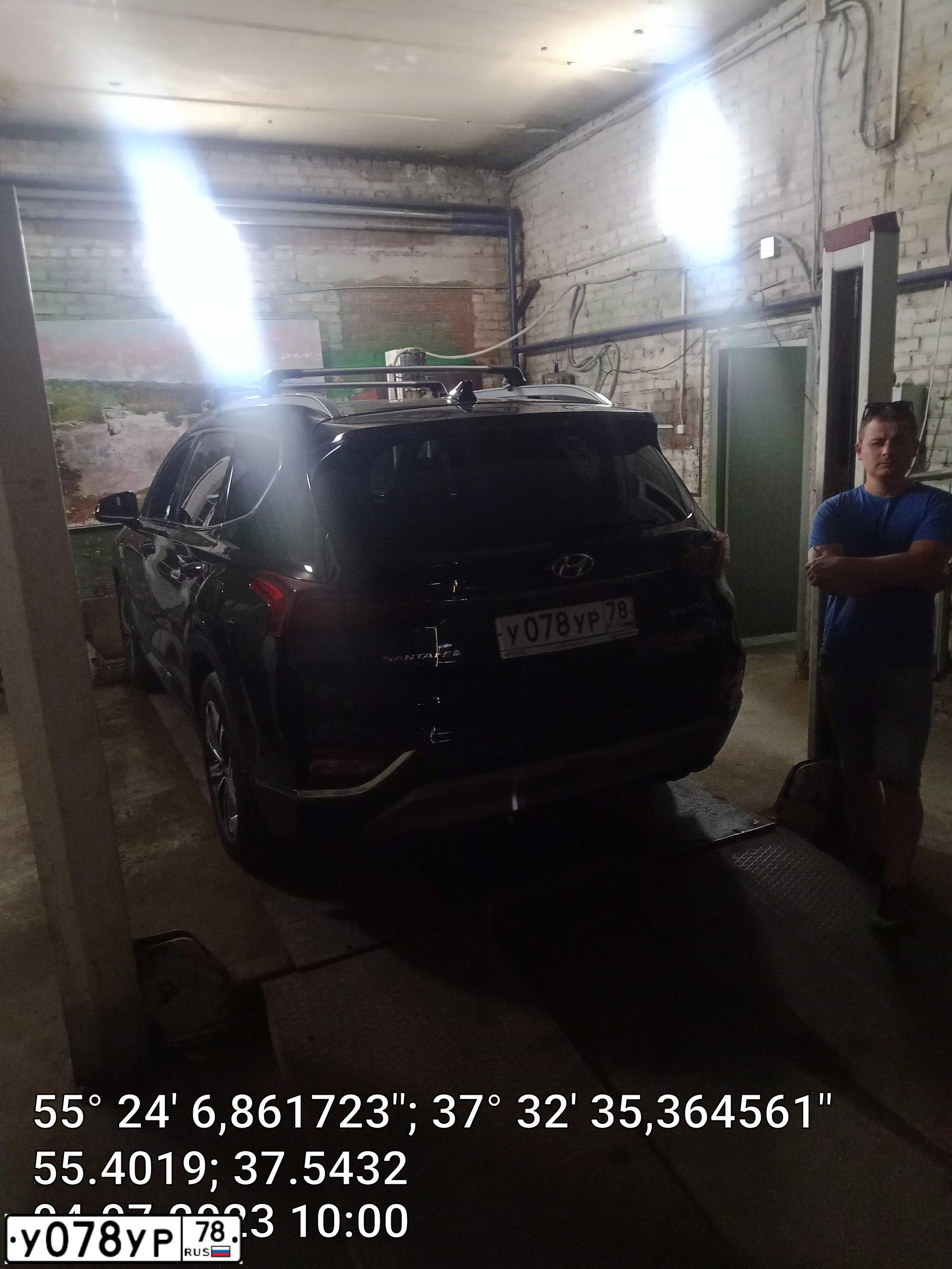 Фото автомобиля HYUNDAI SANTA FE, 2019 — госномер У078УР78. Цвет: ЧЕРНЫЙ