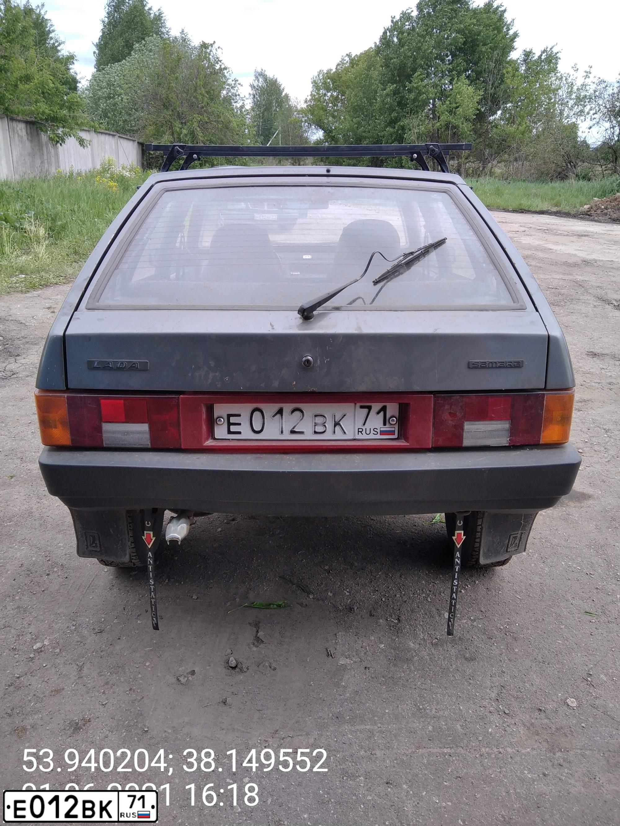 Фото автомобиля LADA 2109 SAMARA, 1994 — госномер Е012ВК71. Цвет: СЕРЫЙ