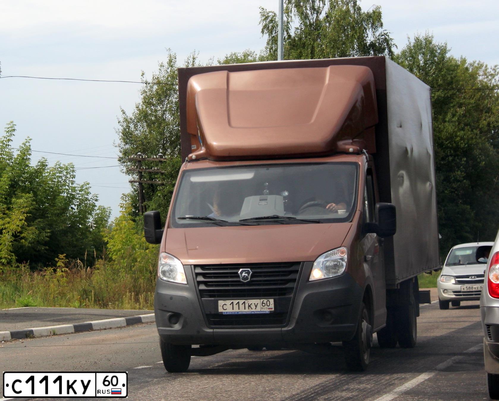 Фото автомобиля GAZ EL NEXT, 2018 — госномер С111КУ60. Цвет: Коричневый
